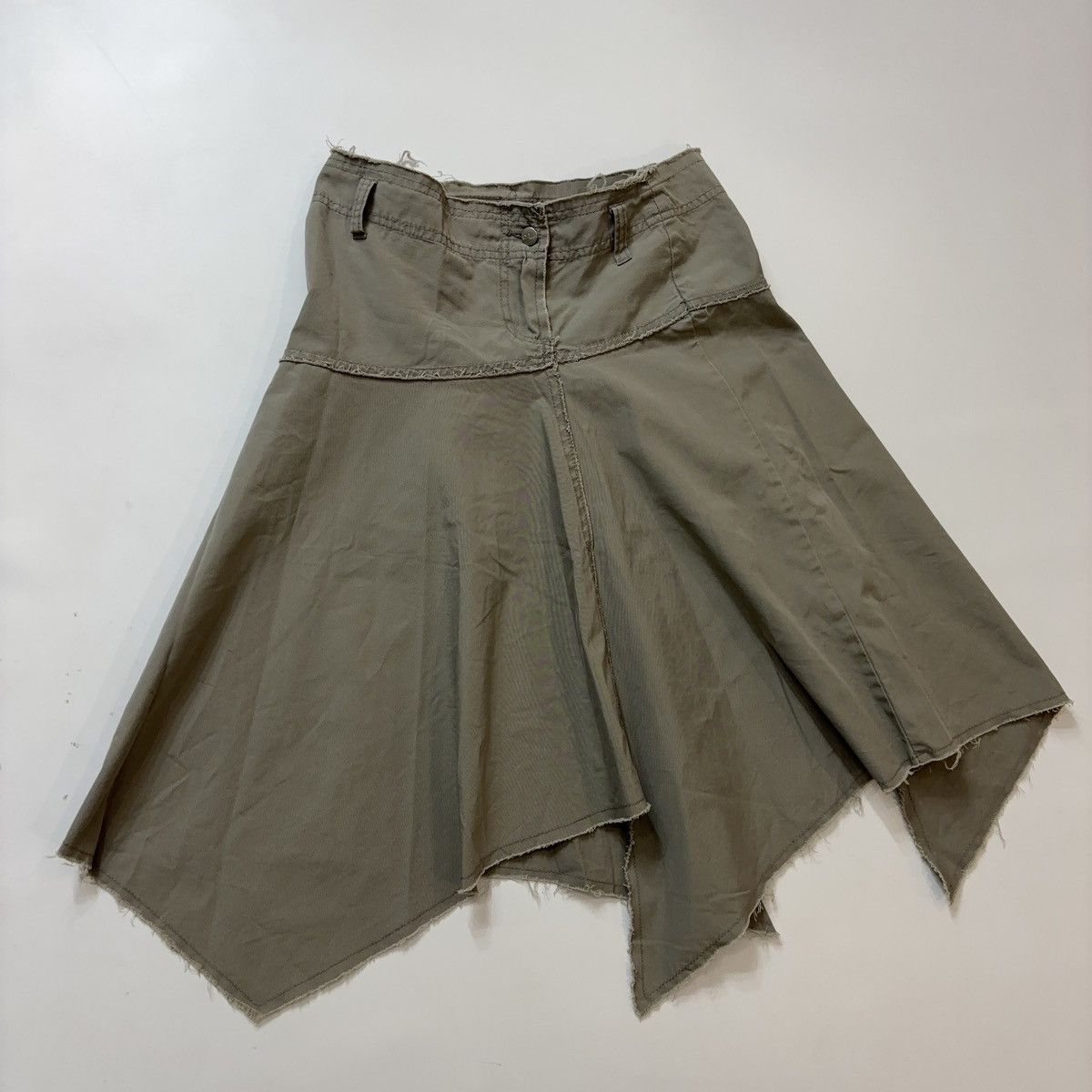 Vintage ASYMMETRIC ARCHIVE VINTAGE MIDI MINI SKIRT MILITARY Size 28" / US 6 / IT 42 - 1 Thumbnail