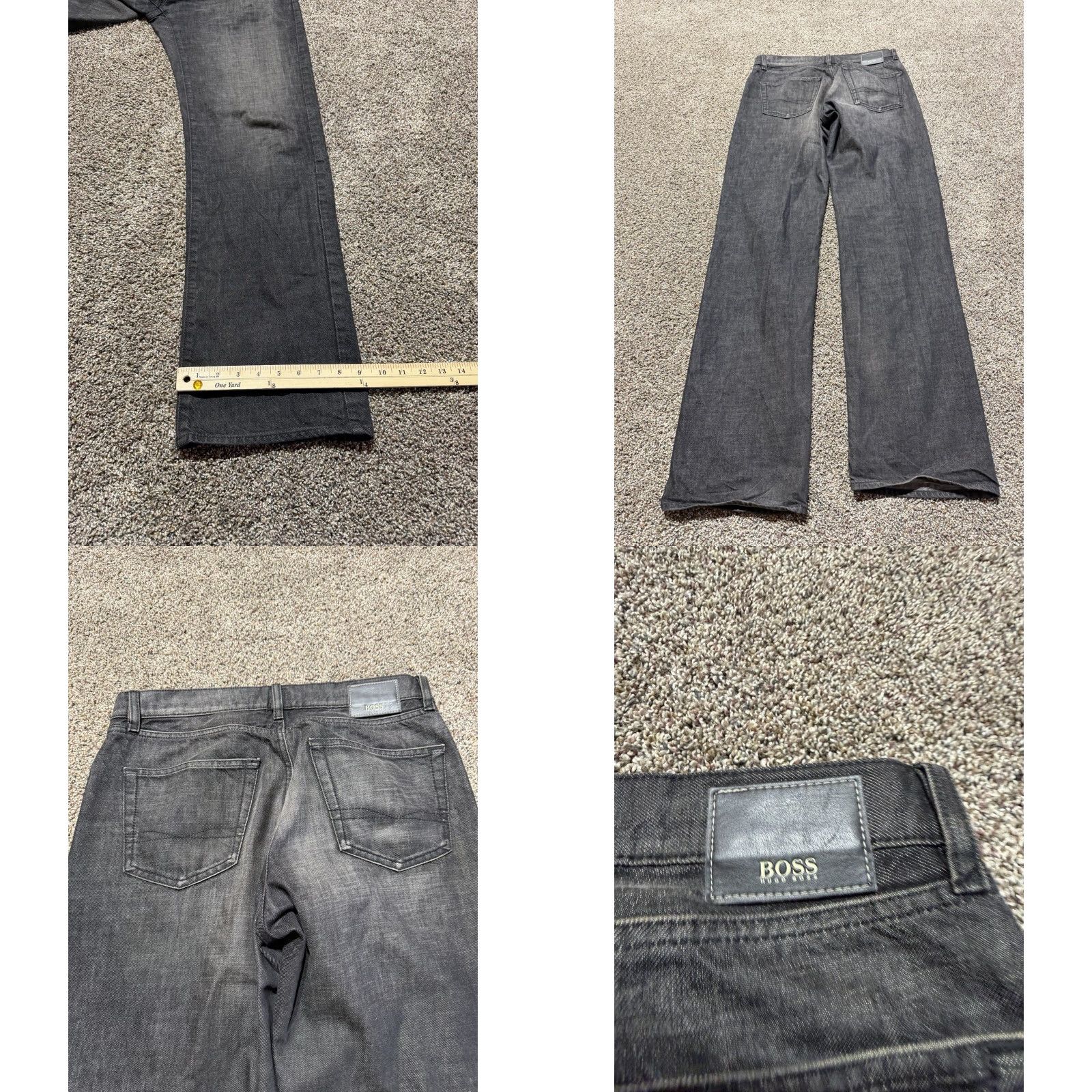 Hugo Boss HUGO BOSS Men Jeans 34 Black Denim 34X34 Straight Bootcut Denim Jeans Regular 5-Pocket Design Mens Black 34 Size US 34 / EU 50 - 8 Thumbnail