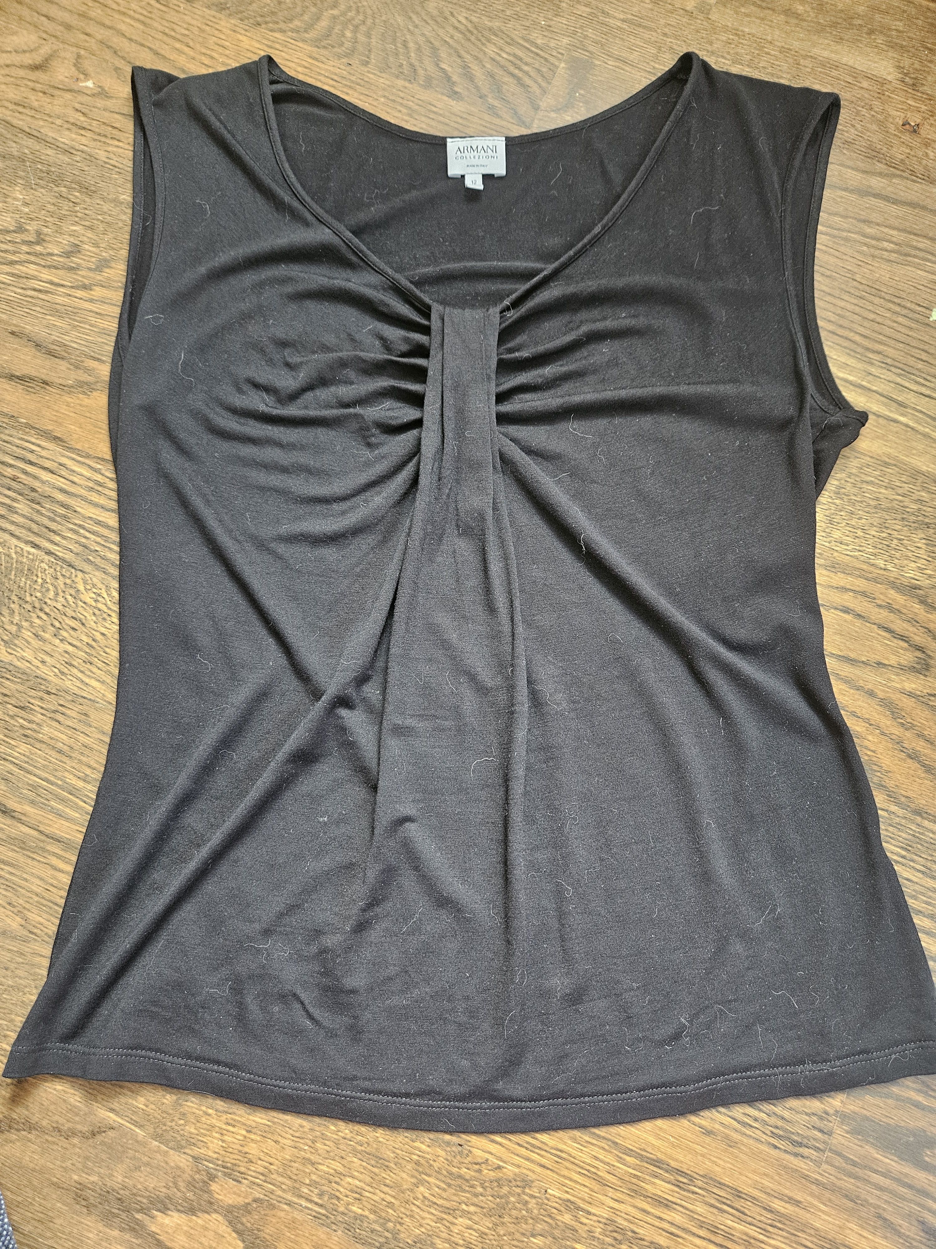 Armani Collezioni Black women's Armani Collection knit top with pleat detail Size XL / US 12-14 / IT 48-50 - 3 Thumbnail