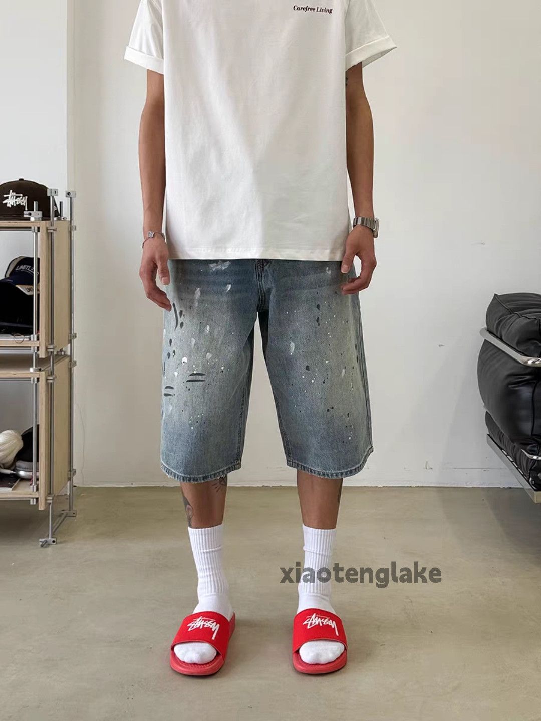 Vintage Utility dance skate hiphop loose baggy paint shorts Size US 30 / EU 46 - 1 Thumbnail