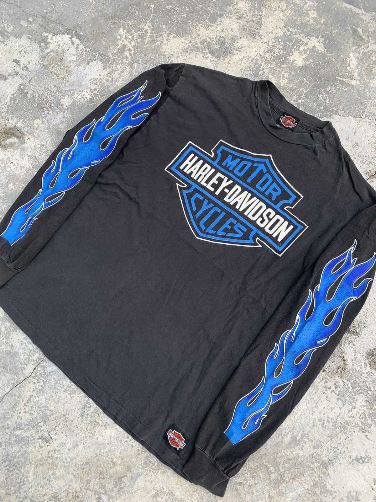 HARLEY DAVIDSON BLUE FLAME ヴィンテージ ロンT Vintage Harley Davidson Blue Flame Sleeve Long Sleeve T