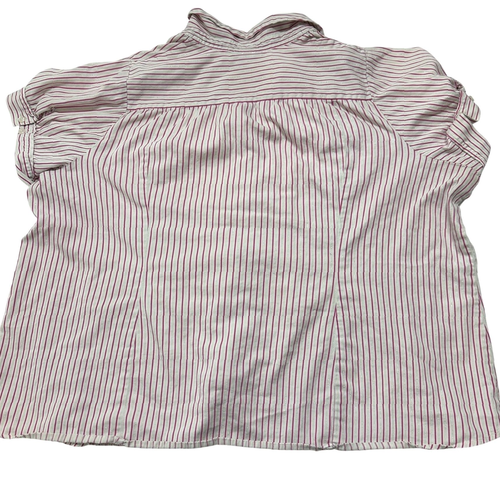 Vintage VINTAGE Lane Bryant Button Up Shirt Plus 28 Pink White Silver Striped Short Sleeves Women 28 Pink White Silver Striped Short Sleeves Green? Size 4XL / US 24-26 - 3 Thumbnail
