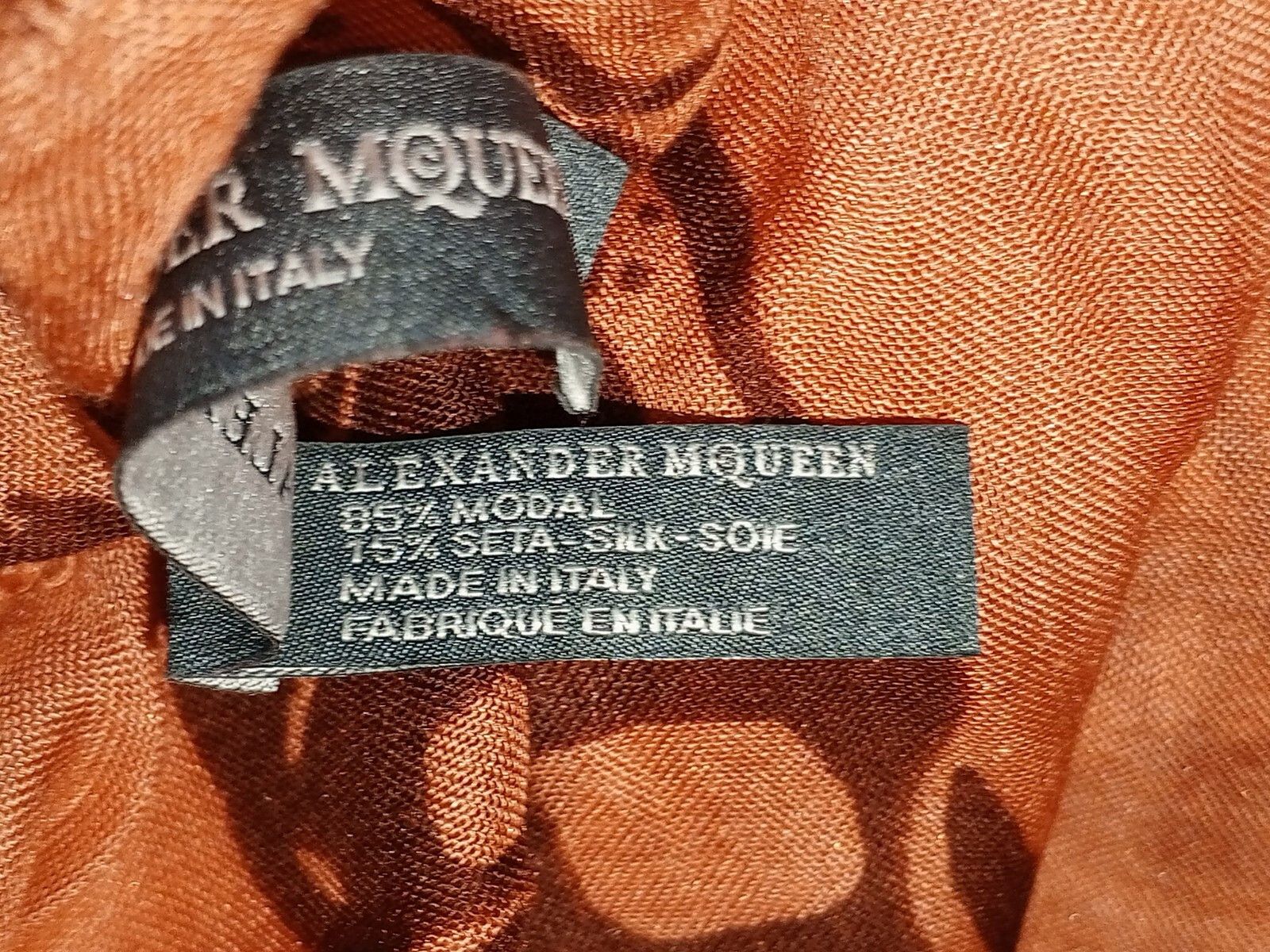 Alexander McQueen ALEXANDER MCQUEEN AMQ Signature Skull Orange Silk Scarf Size ONE SIZE - 8 Thumbnail