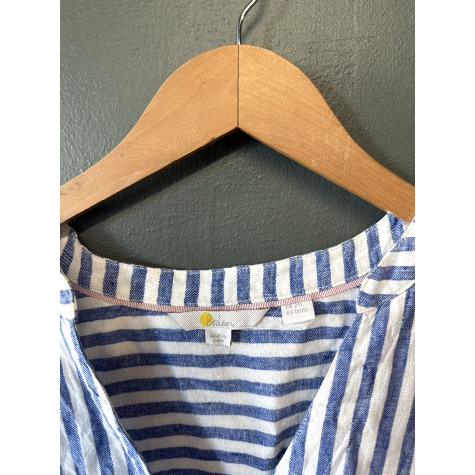 Boden Boden Blue Striped Sleeveless Button Up Dress 16/18L Womens Midi Dress Shirt? Size XXL / US 16-18 / IT 52-54 - 3 Thumbnail