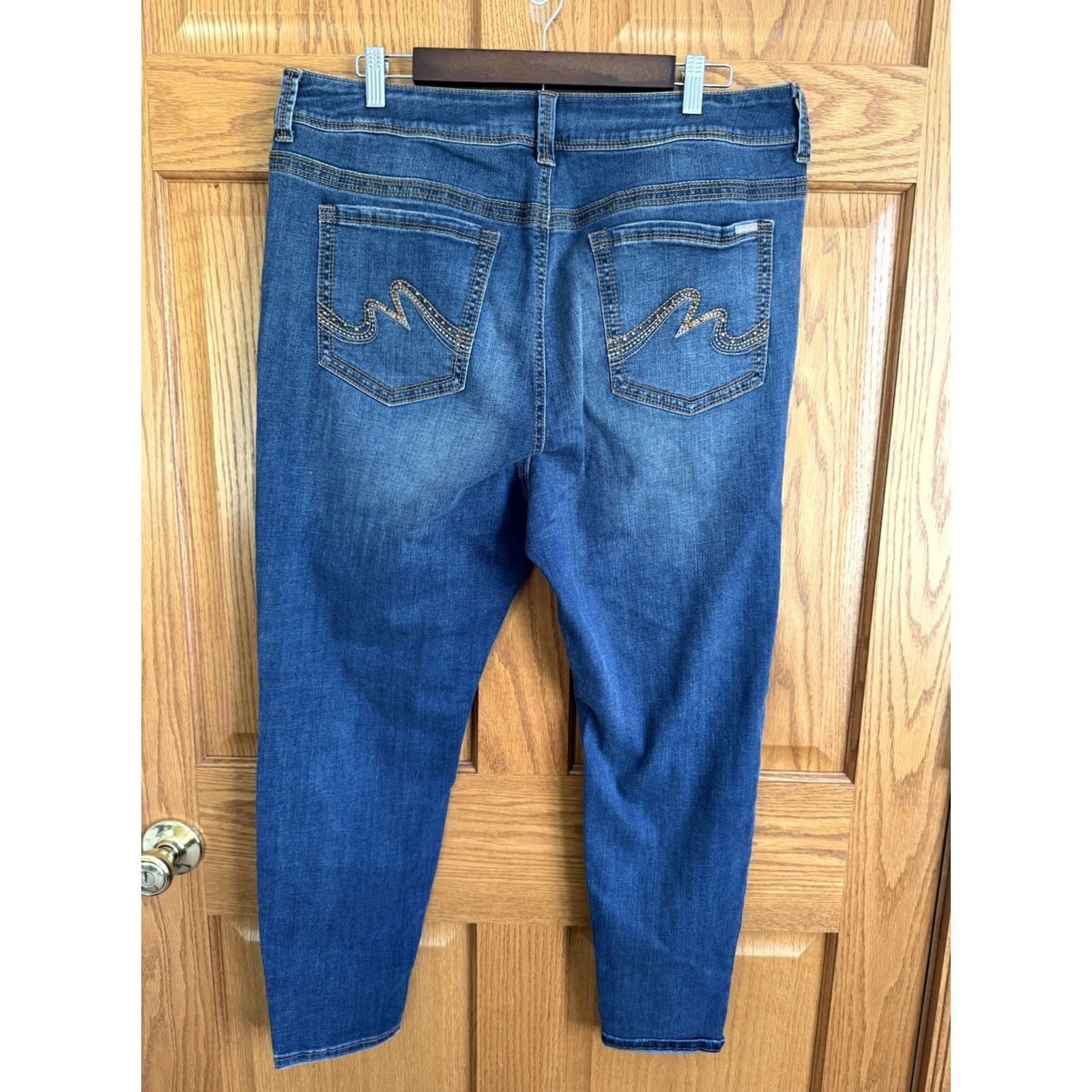 Vintage Seven 7 by Melissa McCarthy Jeans 18 Blue Denim Distressed Stretch Pencil Leg Women Size 40" / US 18 - 2 Thumbnail