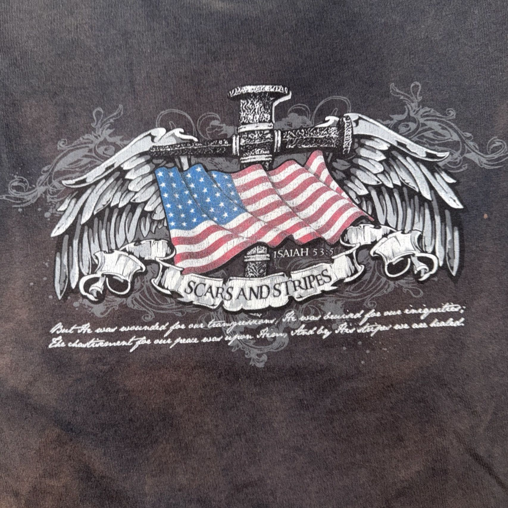 Vintage VINTAGE Y2K Christian Patriotic T-Shirt Jesus Cross Eagle USA Flag Black Medium Size US M / EU 48-50 / 2 - 3 Thumbnail