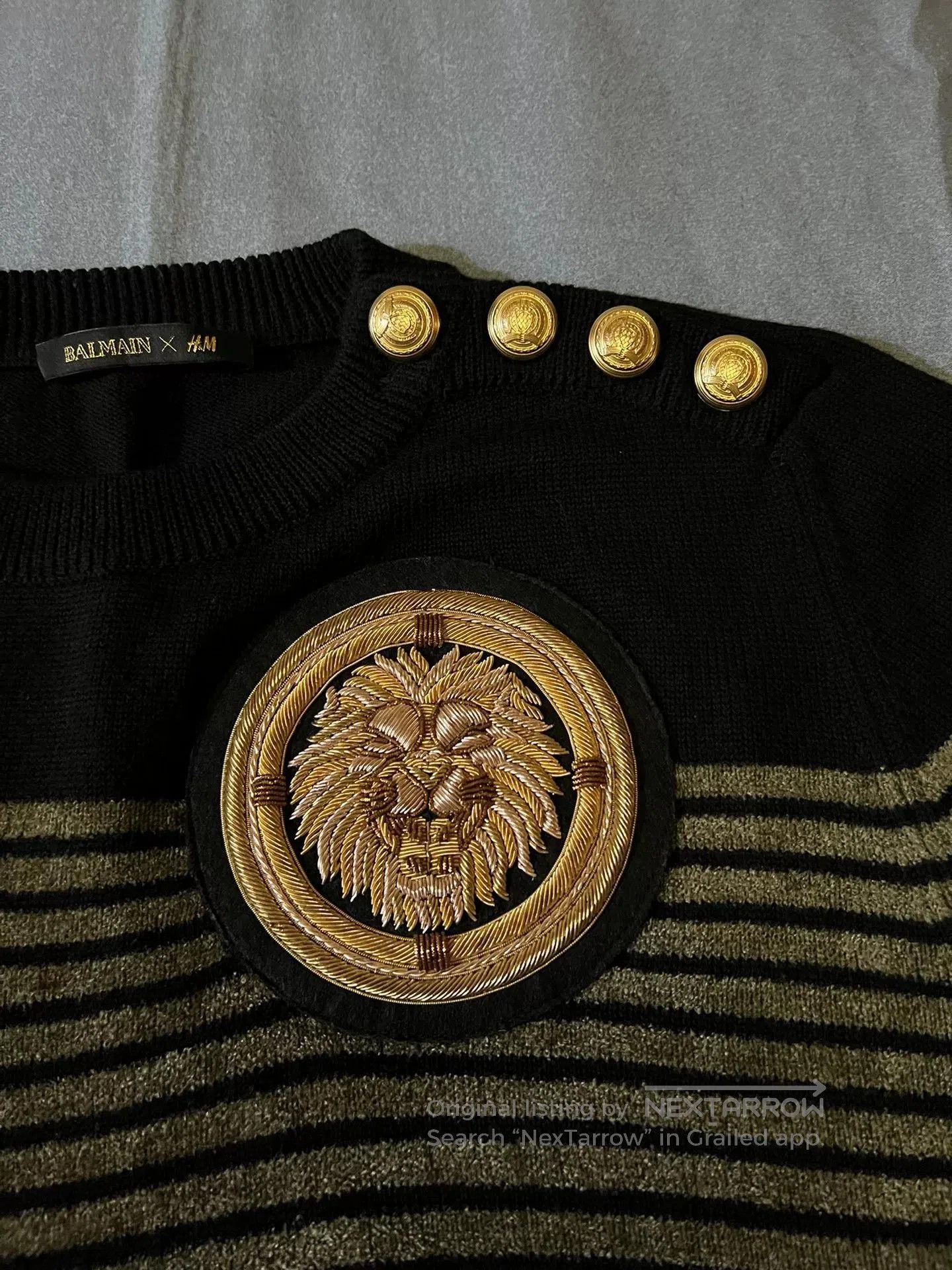 Balmain balmain x hm lion embroidered knit sweater. Size L / US 10 / IT 46 - 3 Thumbnail