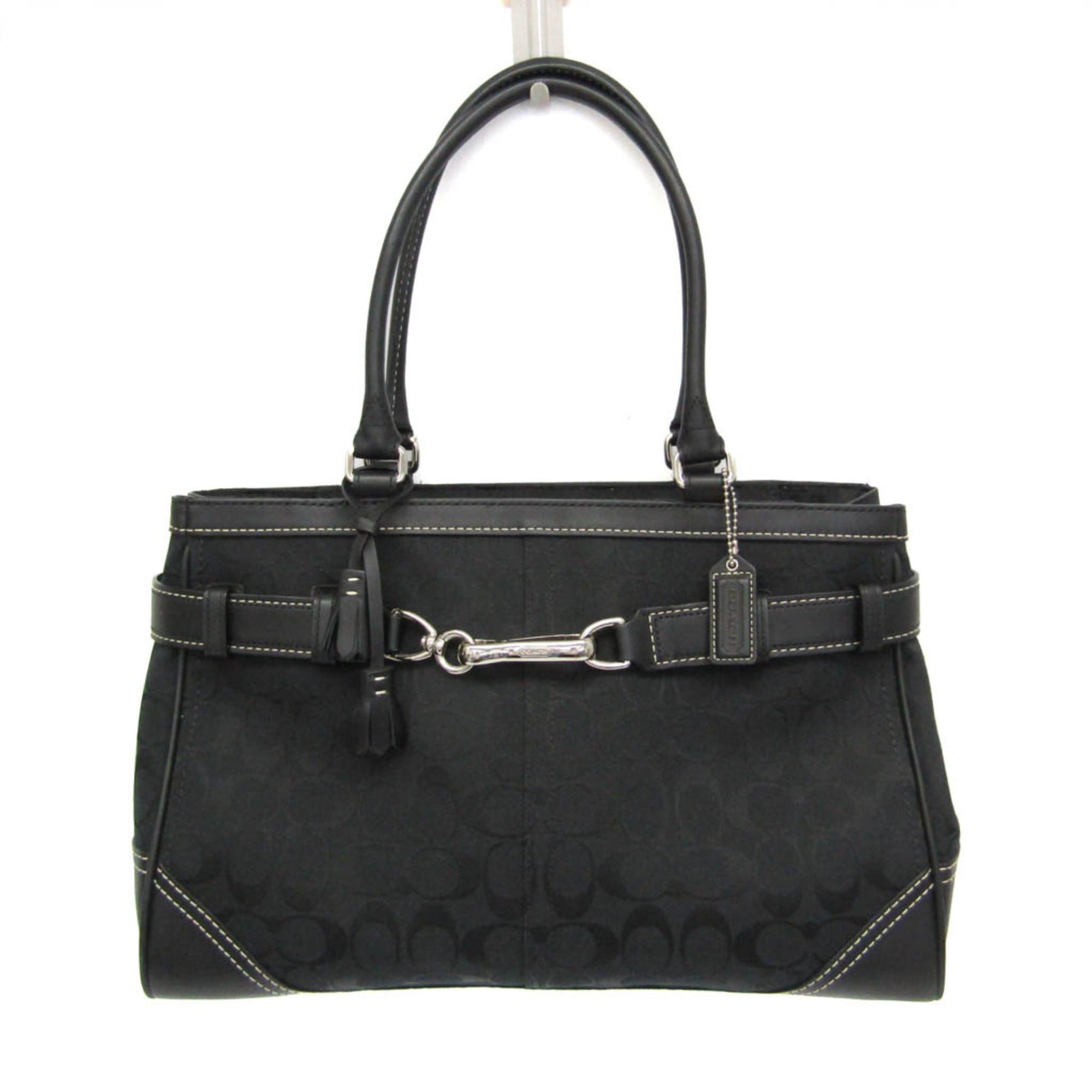 Coach Coach Hamptons Large Carryall F08K07 Women's Canvas,Leather Shoulder Bag,Tote Bag Black Size ONE SIZE - 1 Thumbnail