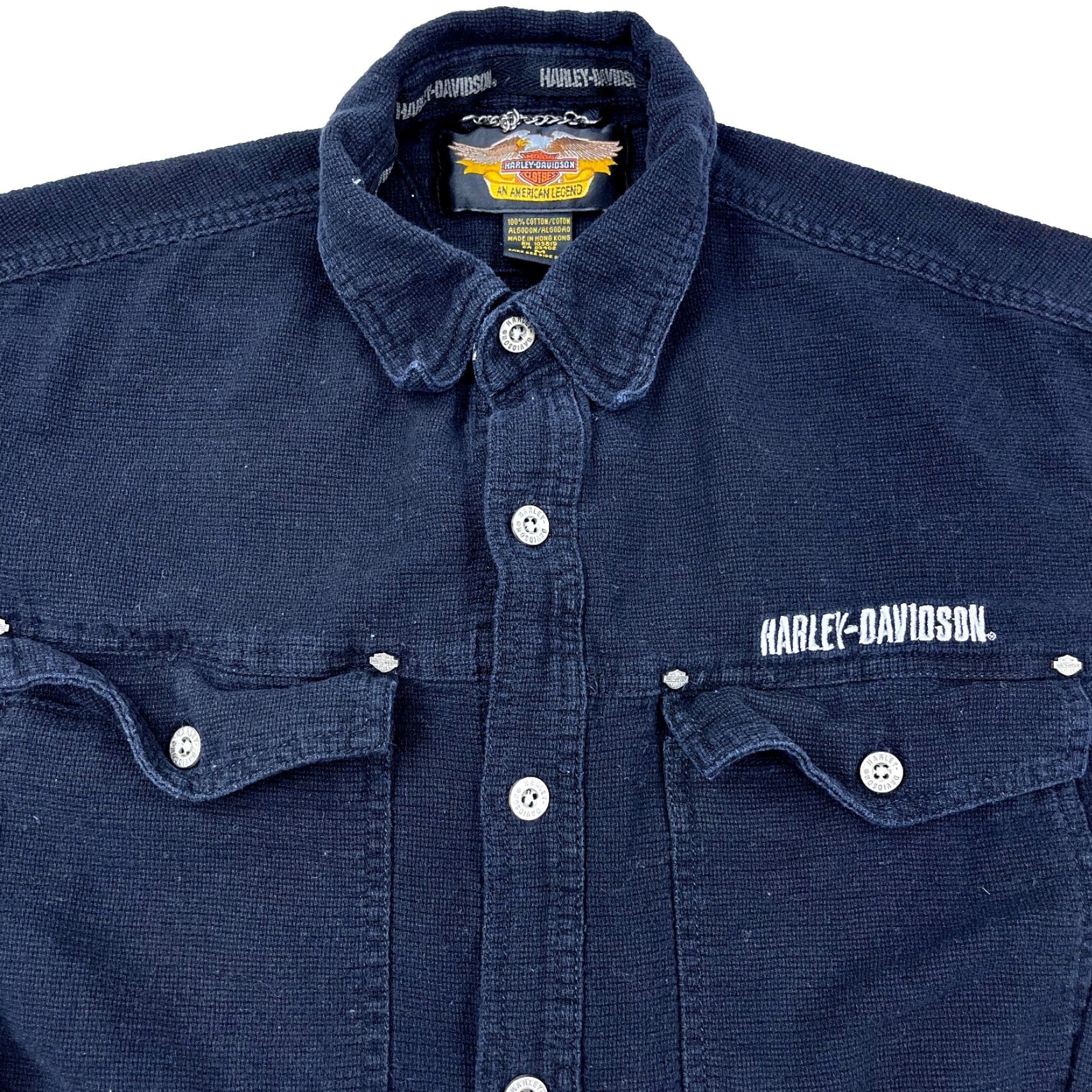 Harley Davidson Vintage Harley-Davidson Shirt Men Medium Black Button Up Canvas Y2K Biker Shop Size US M / EU 48-50 / 2 - 4 Thumbnail