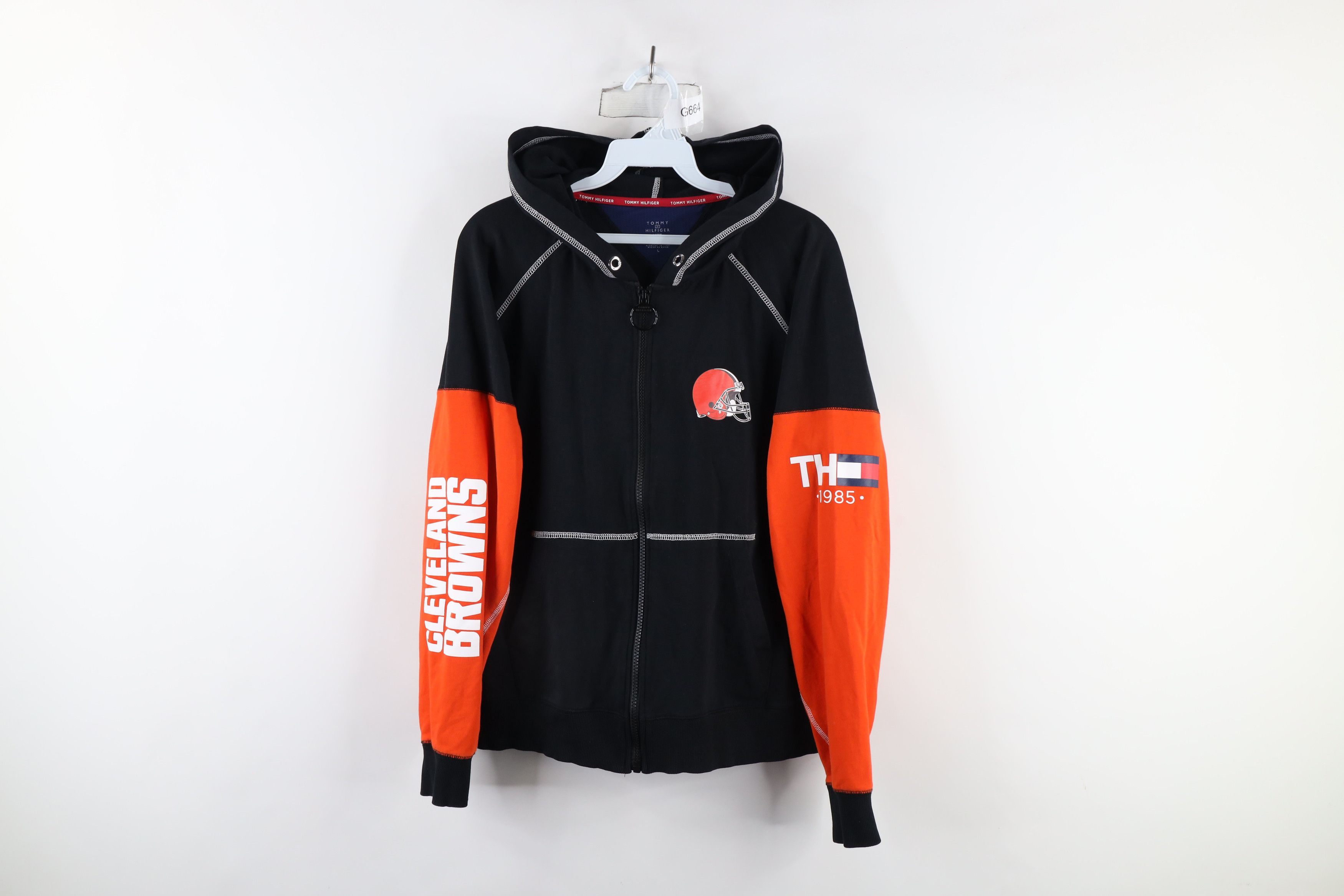 Tommy Hilfiger × Vintage Tommy Hilfiger x NFL Cleveland Browns Football Zip Hoodie Size L / US 10 / IT 46 - 1 Thumbnail