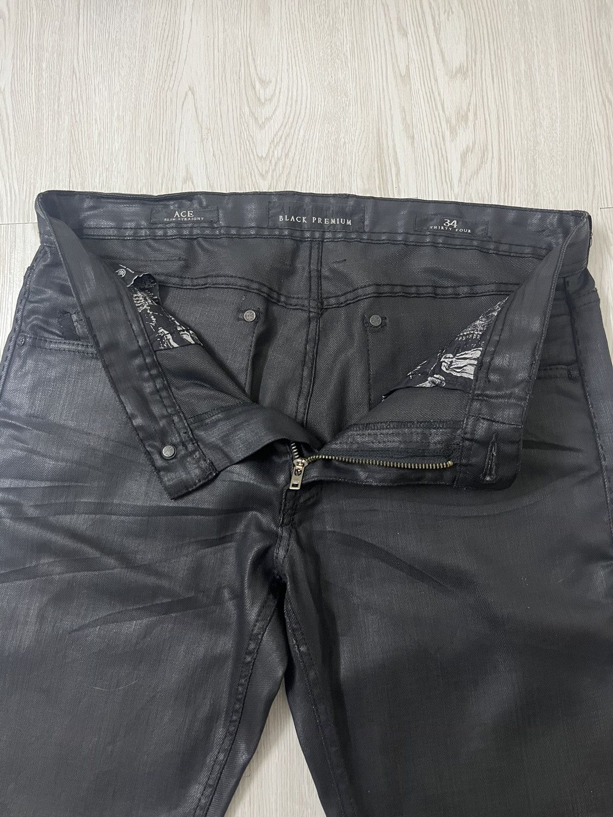 Affliction Need Gone💥Y2K Affliction Super Black Coated Jeans Size US 34 / EU 50 - 6 Thumbnail