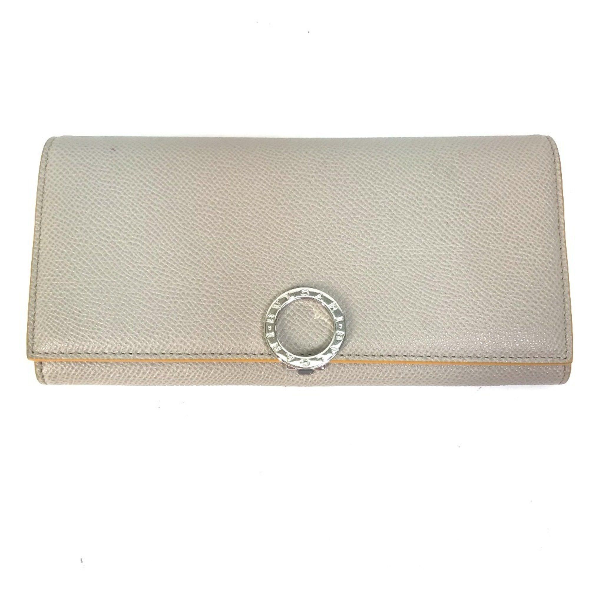 Bvlgari BVLGARI Logo Clip Bifold Wallet Leather Women's Gray x Yellow Size ONE SIZE - 1 Thumbnail
