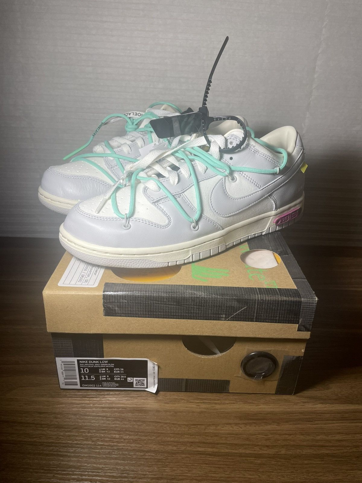 image of Nike x Off White Off-White Lot 04 Dunk Low Shoes in Grey, Men's (Size 10)