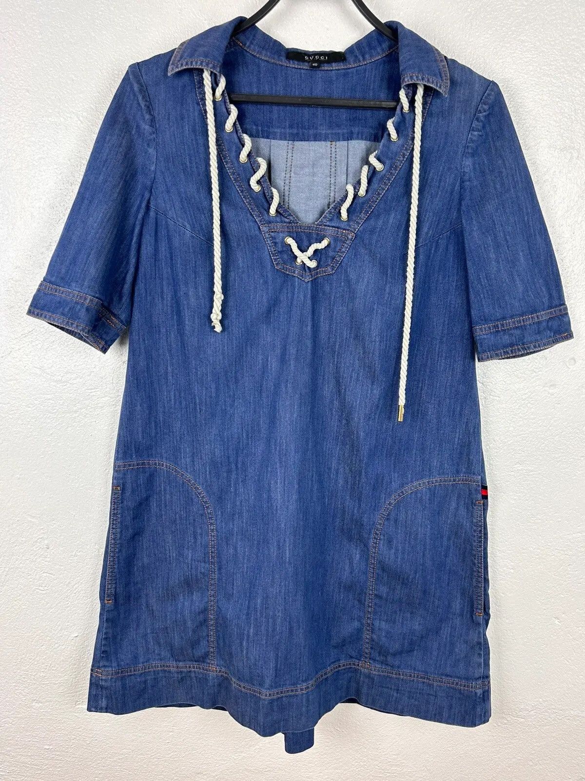 Gucci 00s Vintage Gucci Jeans Denim Dress Rope Lace In Size 40 Size S / US 4 / IT 40 - 1 Thumbnail
