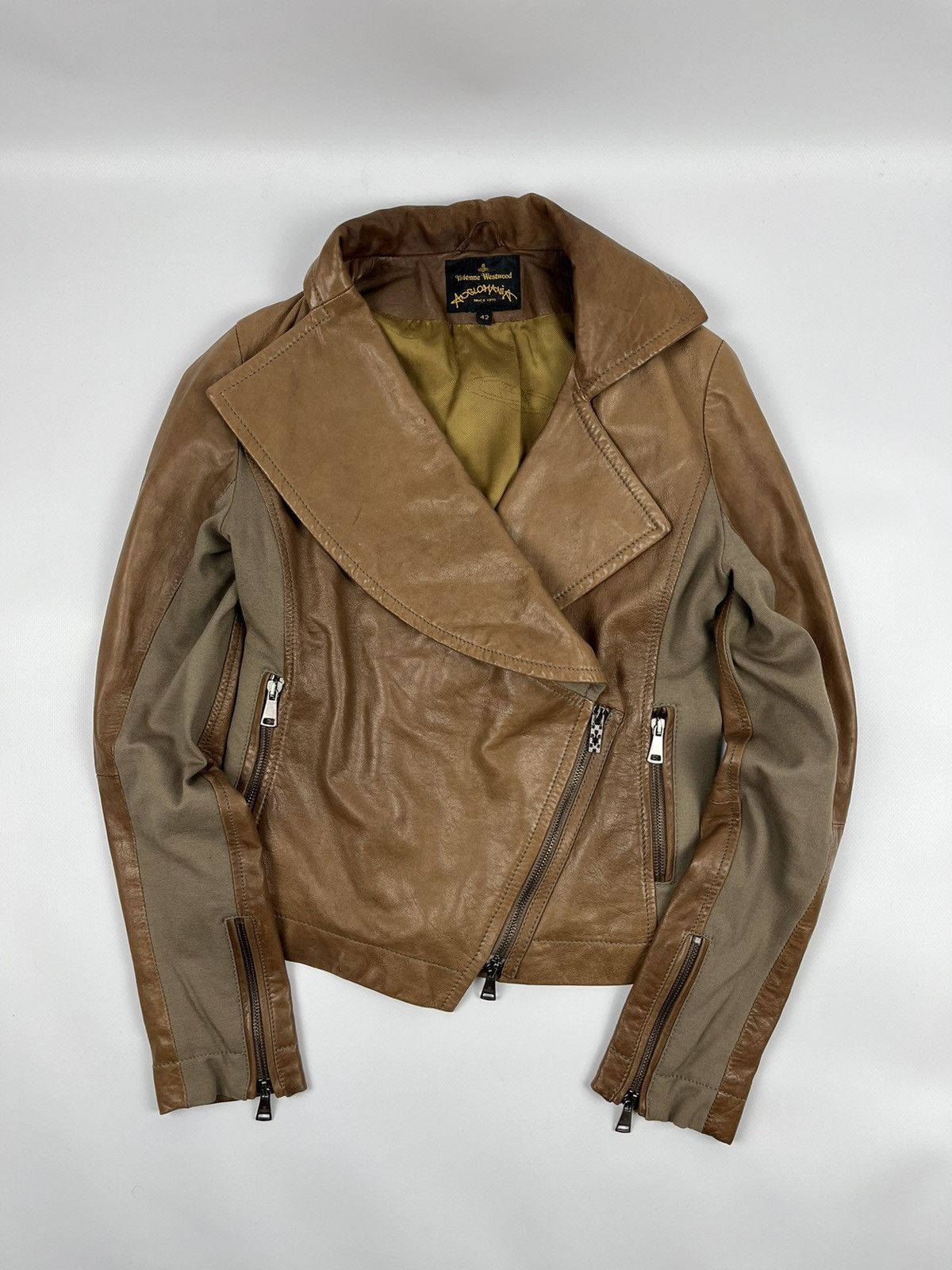 image of Archival Clothing x Avant Garde Vintage Vivienne Westwood Leather Jacket Anglomania Y2K in Brown, W