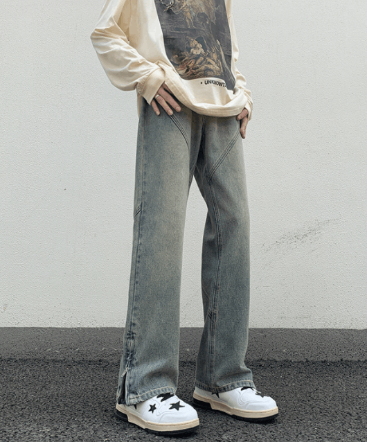 Japanese Brand × Jean Vintage American style zipper loose wide-leg bootcut jeans Size US 32 / EU 48 - 4 Thumbnail