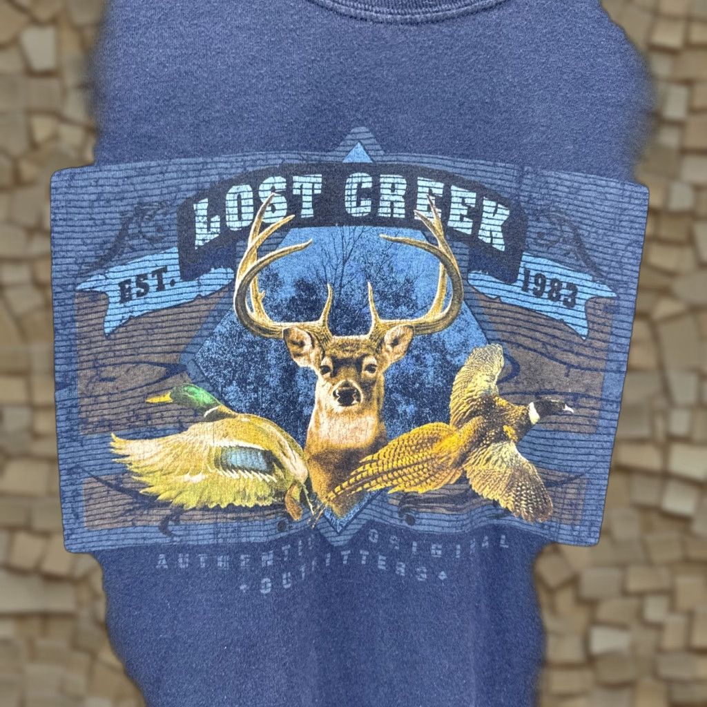 Vintage Vintage Lost Creek Outfitters Deer Duck Pheasant Hunting T Shirt Size XL Blue Size US XL / EU 56 / 4 - 1 Thumbnail