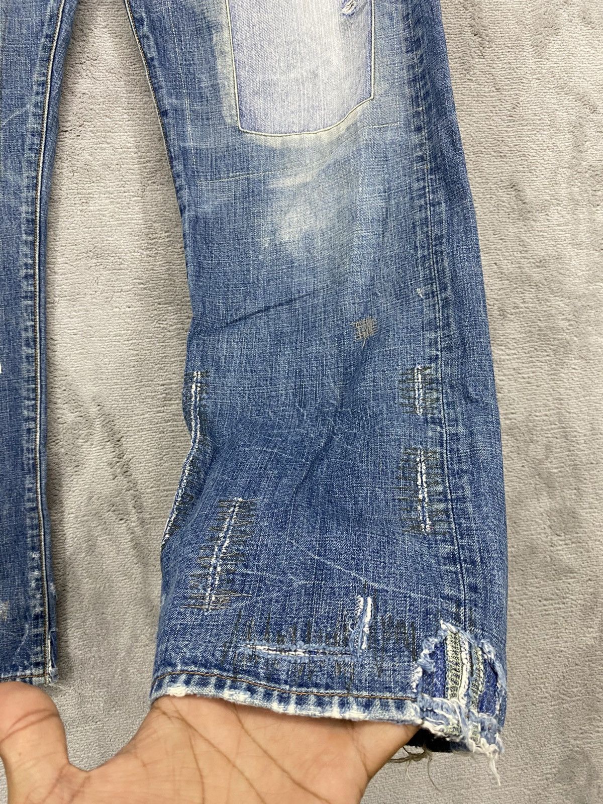 If Six Was Nine RIPPED🔥RNA SLANG DISTRESSED DENIM UNDERCOVER DESIGN JEANS Size US 32 / EU 48 - 5 Thumbnail