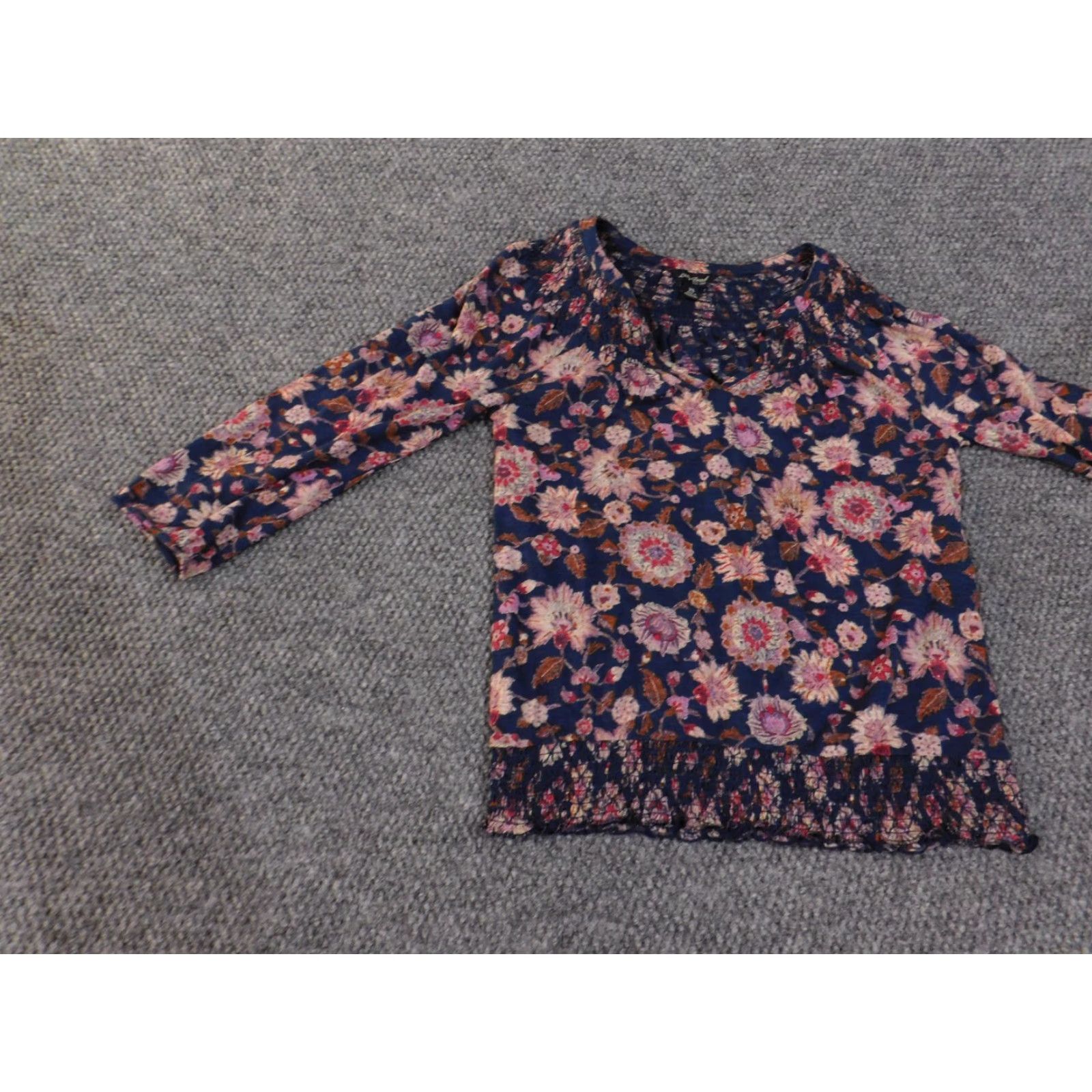 Lucky Brand Lucky Brand Blouse Top XS Women Blue Geometric Floral Knit Cotton Viscose Stretch Casual Regular Modern Classic Size XS / US 0-2 / IT 36-38 - 4 Thumbnail