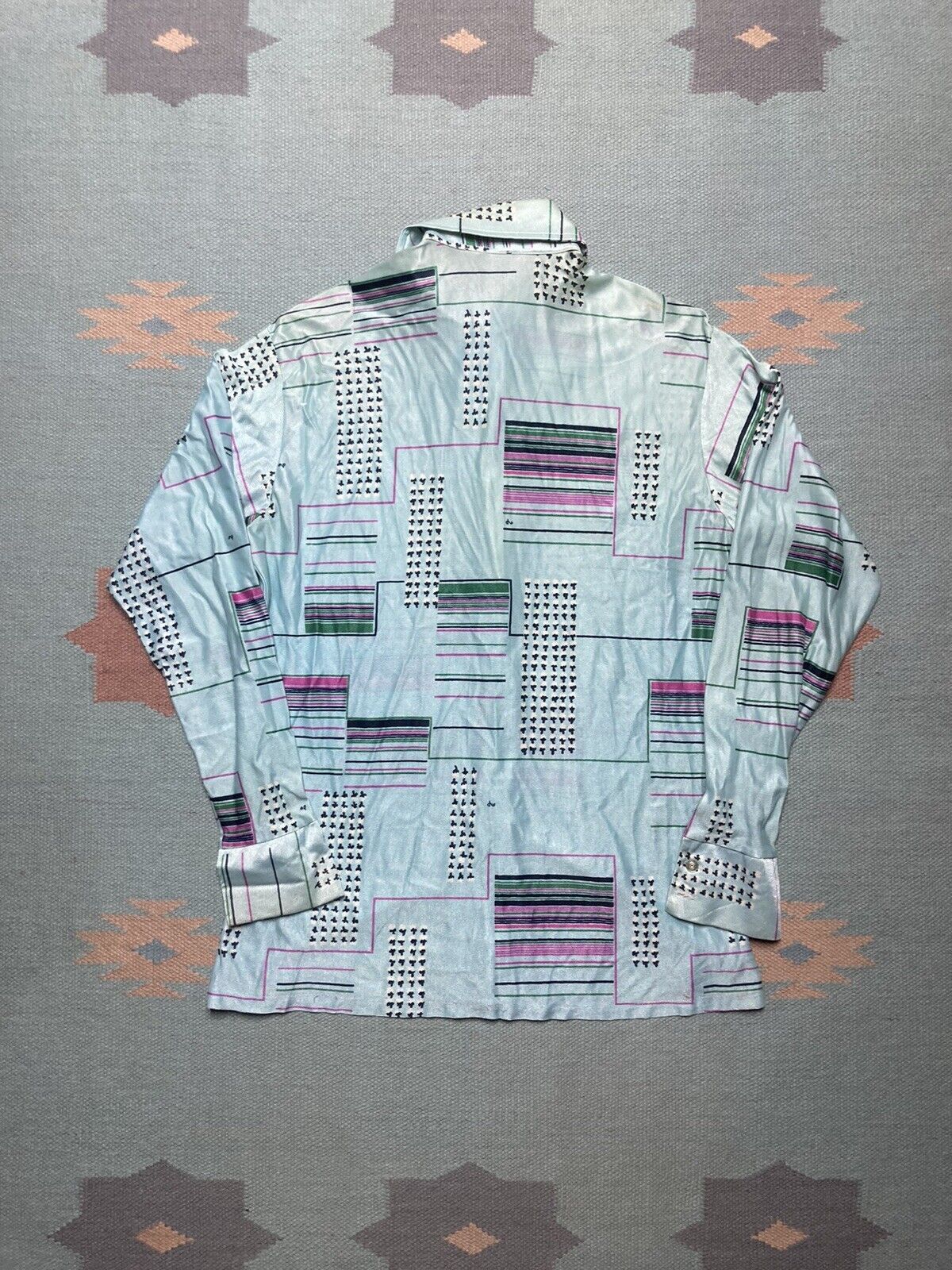 Vintage 70s disco shirt dagger collar psychedelic pattern mod small Size US S / EU 44-46 / 1 - 8 Thumbnail