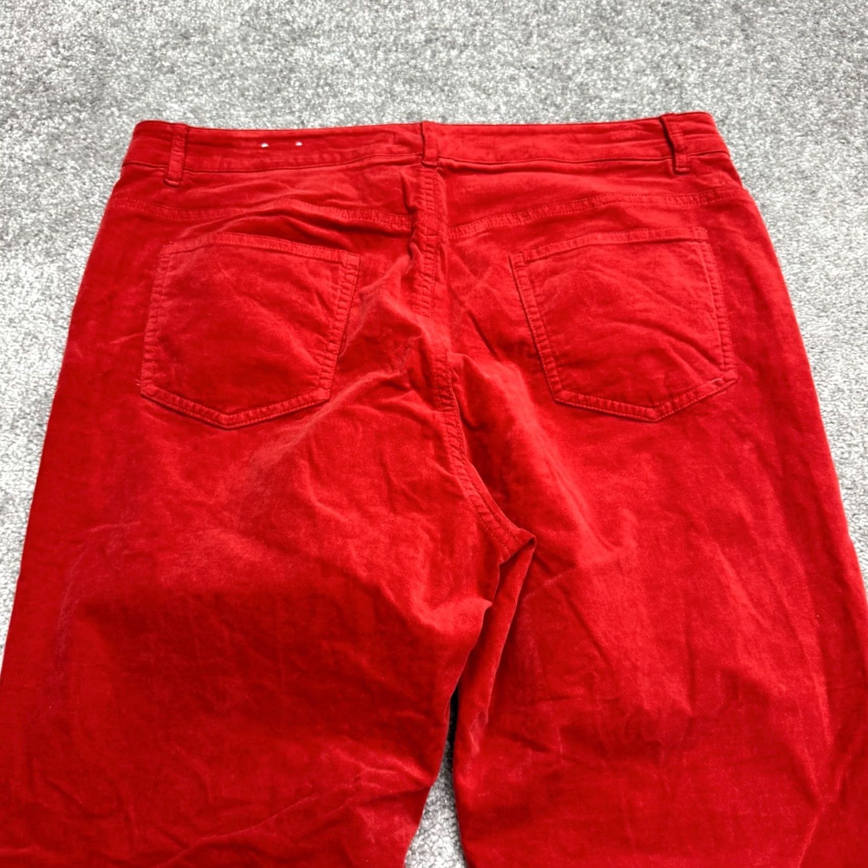 Madewell J. McLaughlin Velveteen Straight Leg Pants Womens 12 Red High Rise Stretch 34x30 Size 42" / US 20 - 3 Thumbnail