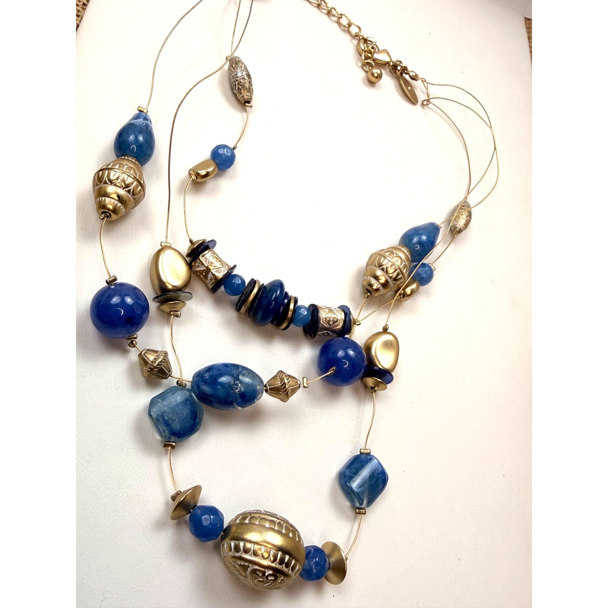 Chicos Chicos Gold & Blue Beaded Multi-Strand Necklace With Adjusta Size ONE SIZE - 6 Thumbnail
