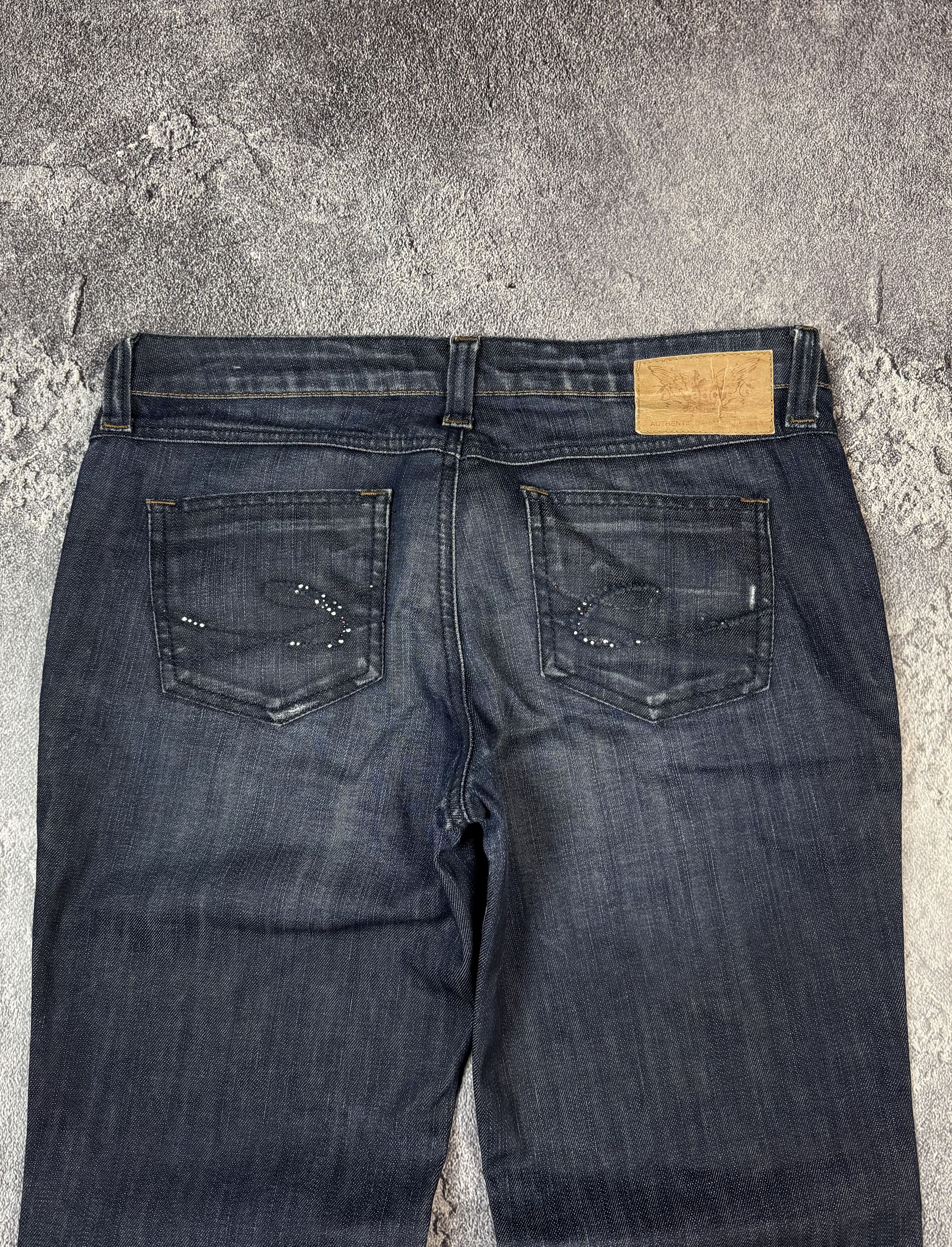 If Six Was Nine Y2K 2000s Low Rise Faded Straight Fit Glam Ladies Jeans Size 30" / US 8 / IT 44 - 6 Thumbnail