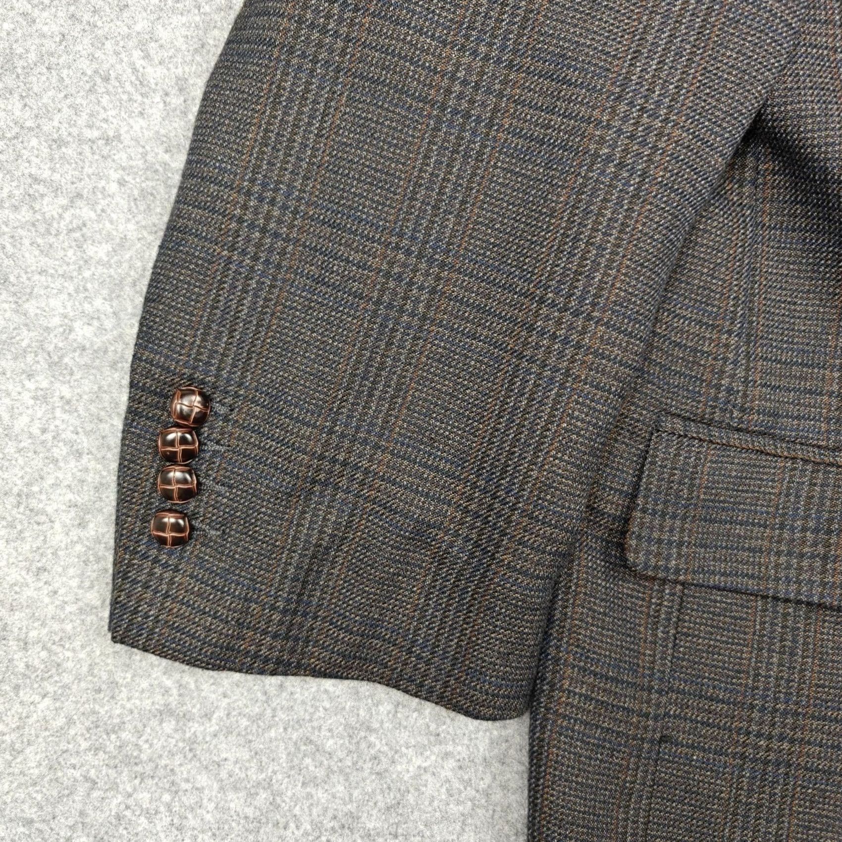 Vintage VINTAGE Oak Hill Blazer Mens 54 Brown Plaid Polyester Rayon Sport Coat Jacket Tweed Size 54R - 3 Thumbnail