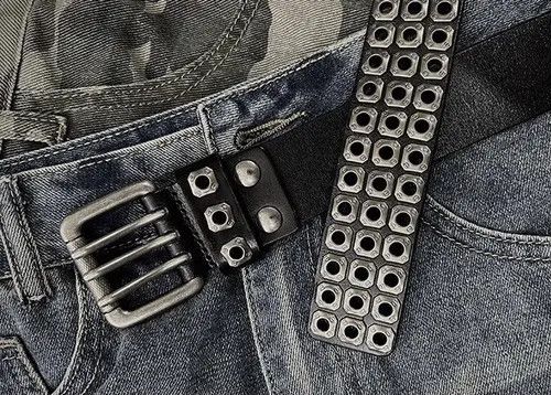 Other Outdoor retro punk rock eyelet leather belt Size ONE SIZE - 5 Thumbnail