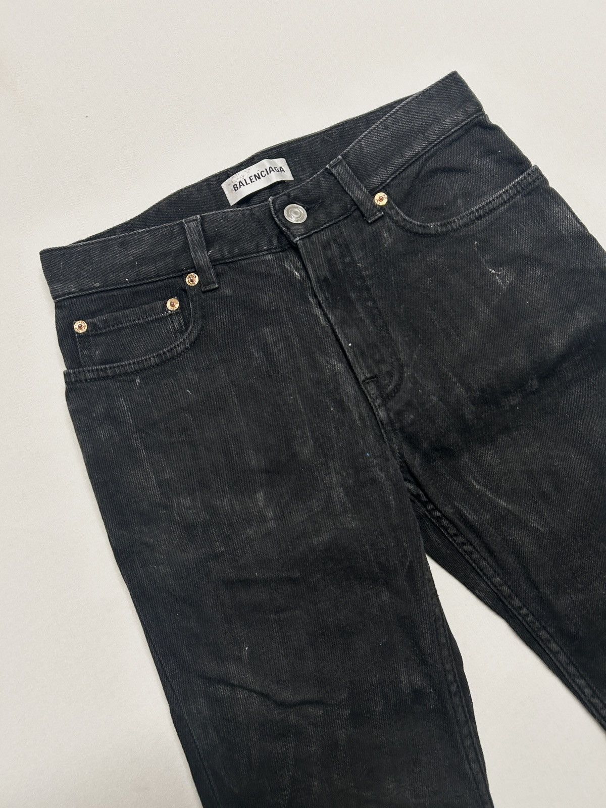 Balenciaga FW2013 Sample Enzyme Stone Washed Black Denim Size US 29 - 3 Thumbnail