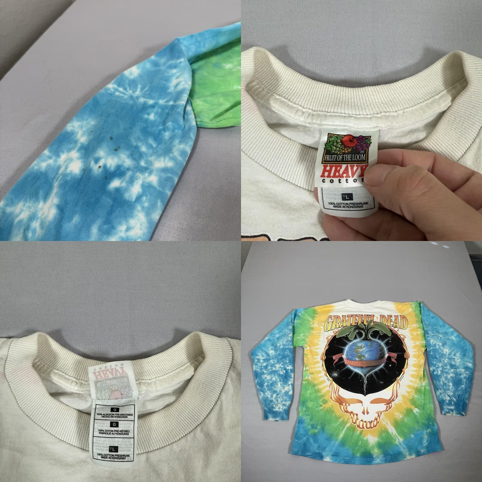 Fruit Of The Loom VINTAGE Grateful Dead Shirt Mens L Long Sleeve Tie Dye Keep It Green 1998 Size US L / EU 52-54 / 3 - 8 Thumbnail