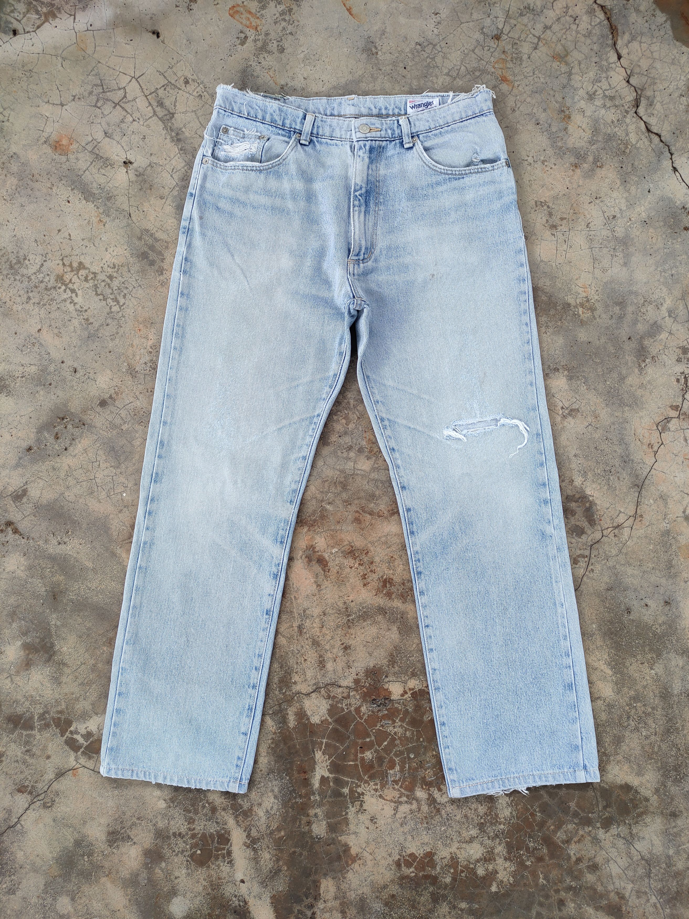 Jean × Vintage × Wrangler VINTAGE WRANGLER FADED RIPPED JEANS DENIM PANTS Size US 34 / EU 50 - 1 Thumbnail