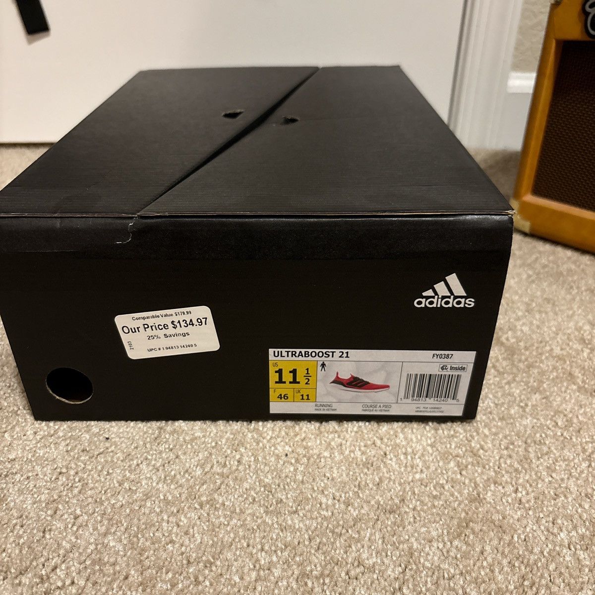 Adidas Red and black Adidas Ultraboost 21 Size US 11.5 / EU 44-45 - 7 Thumbnail