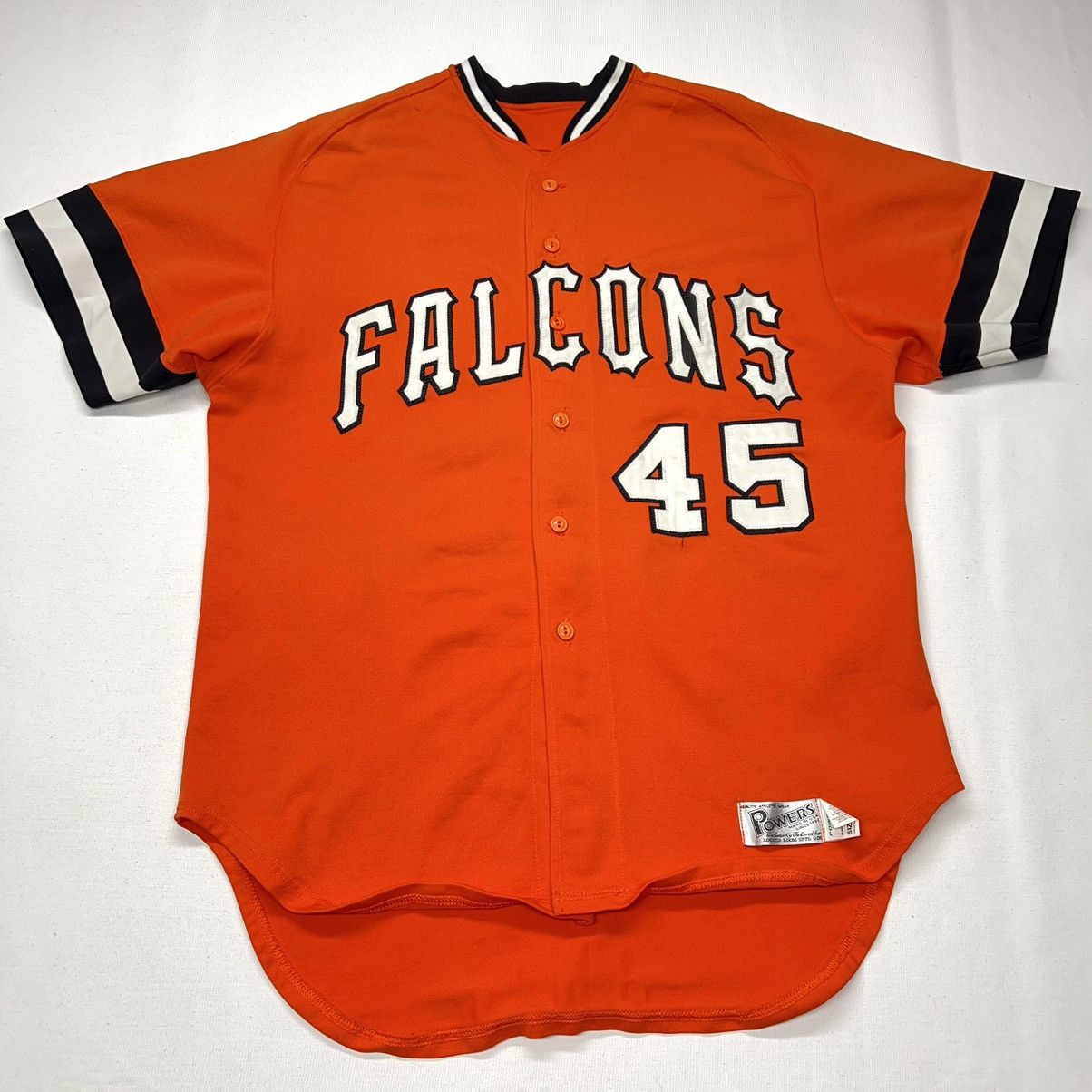 Vintage VTG Powers Baseball Jersey Orange Falcons 45 Athletic Retro Size US M / EU 48-50 / 2 - 1 Thumbnail