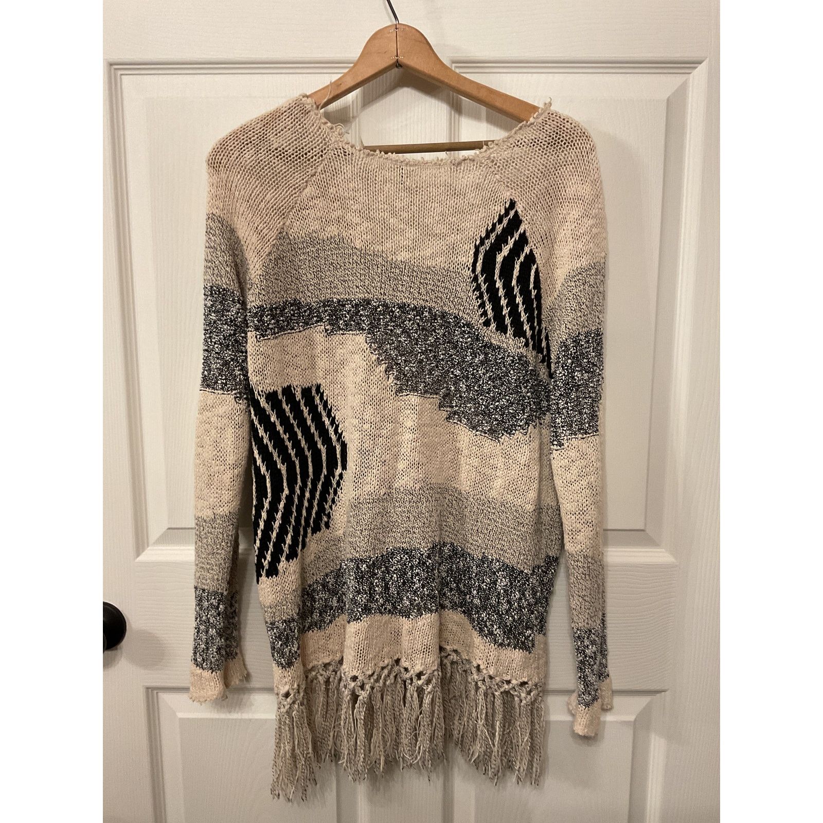 Free People Free People Patchwork Landscape Boho Fringe Sweater, S Size S / US 4 / IT 40 - 7 Thumbnail