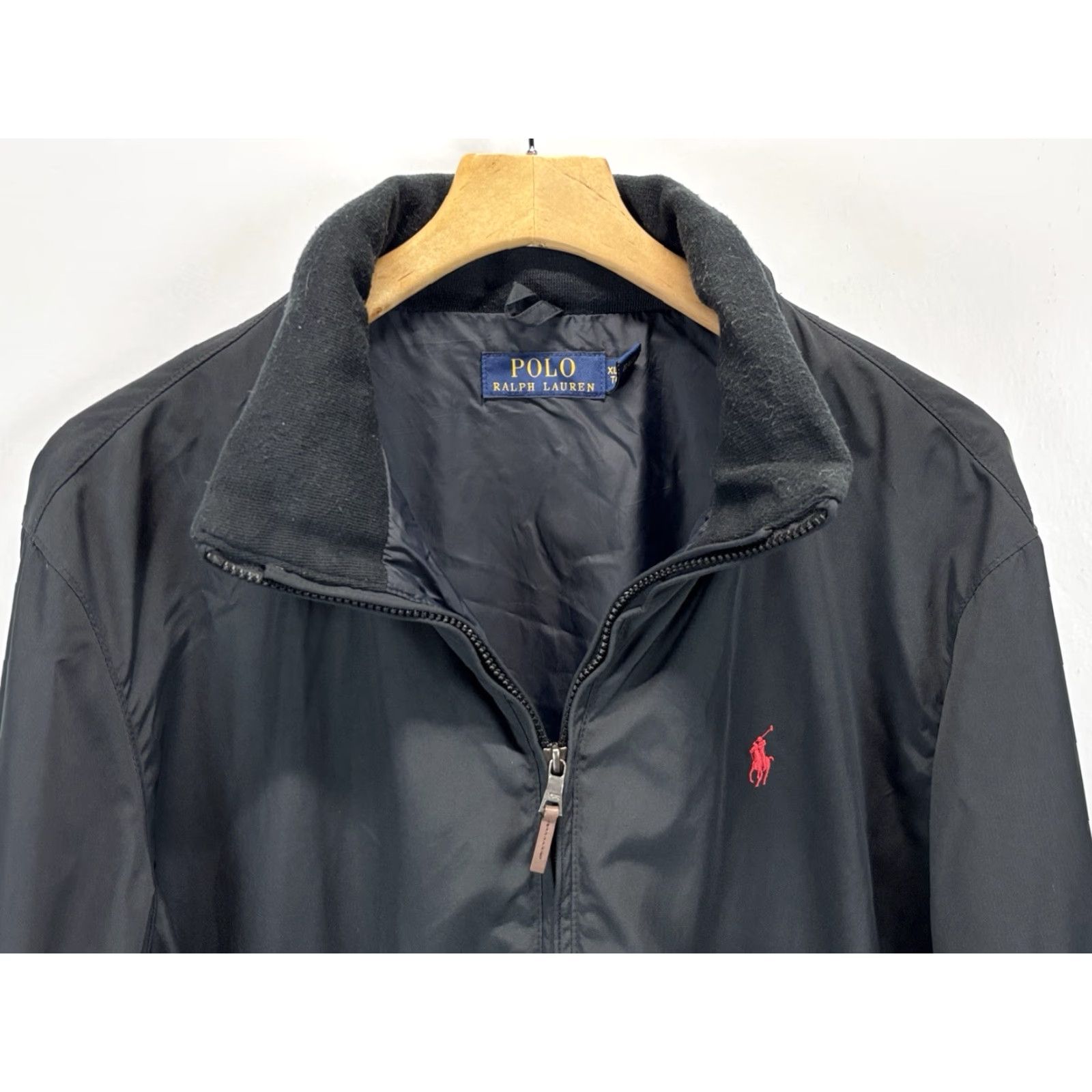 Polo Ralph Lauren Black Jacket Sz X-Large Men Black Hood In Collar