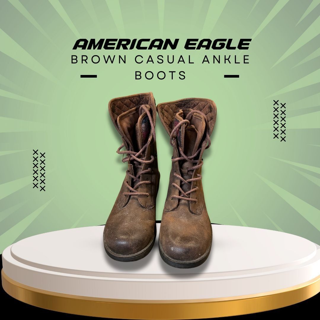 American Eagle Outfitters American Eagle Brown Casual Lace-Up Ankle Boots For Women Si Size US 8 / IT 38 - 1 Thumbnail