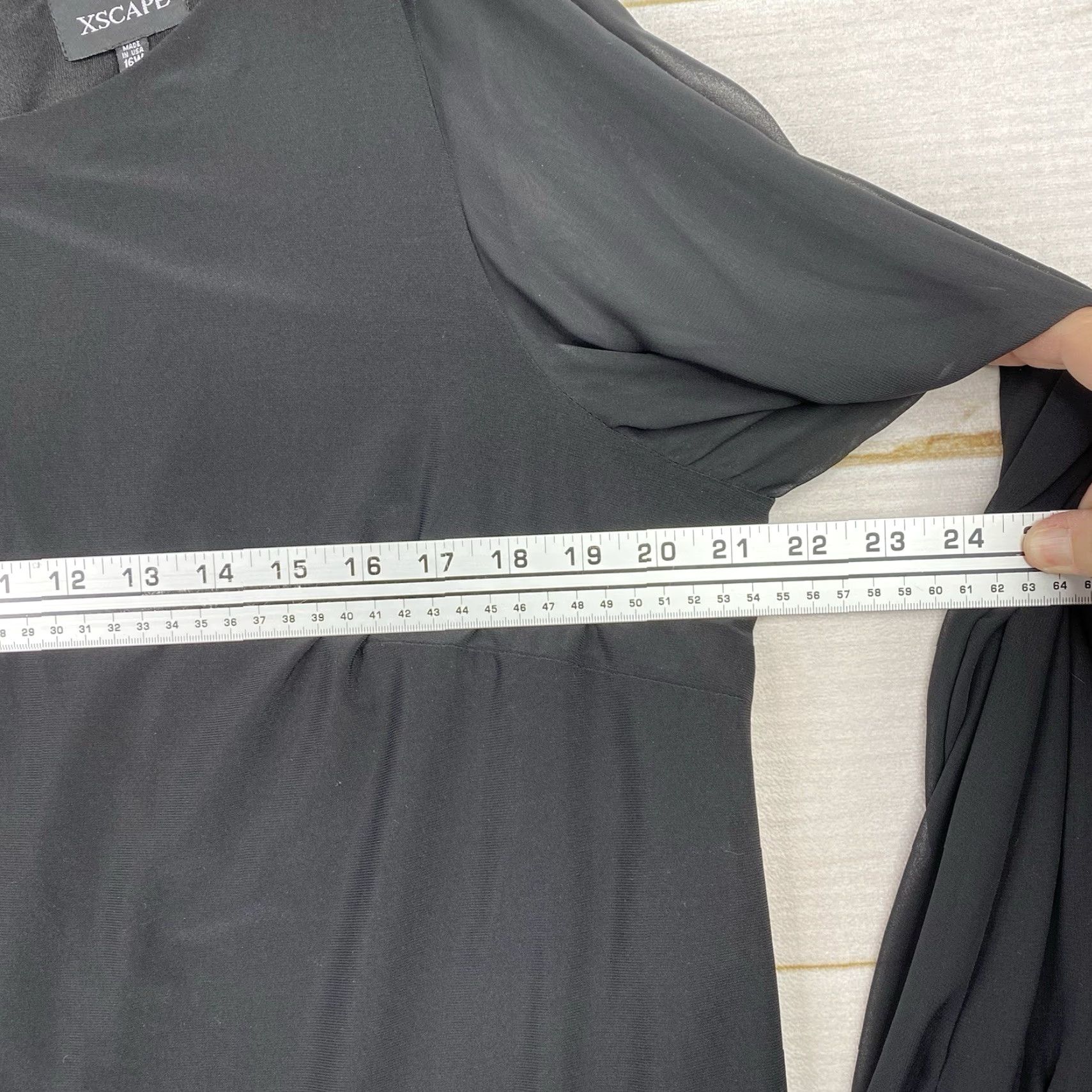 Vintage XSCAPE Cocktail Dress 16W Black Stretch Blouson Embellished Cuffs Beaded Party Dress Size XXL / US 16-18 / IT 52-54 - 4 Thumbnail