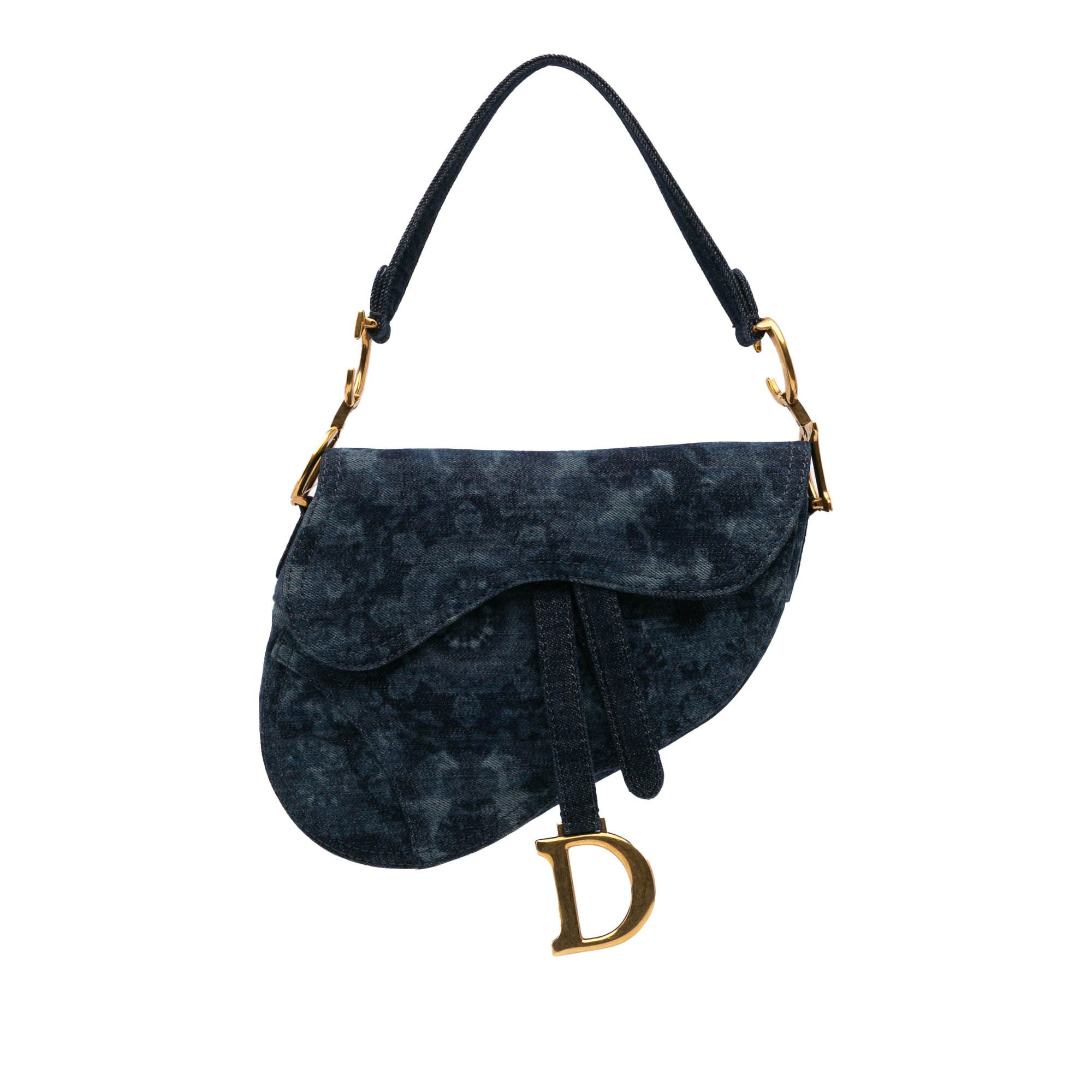 Dior Denim Tie Dye Saddle Bag in Blue, Women's
