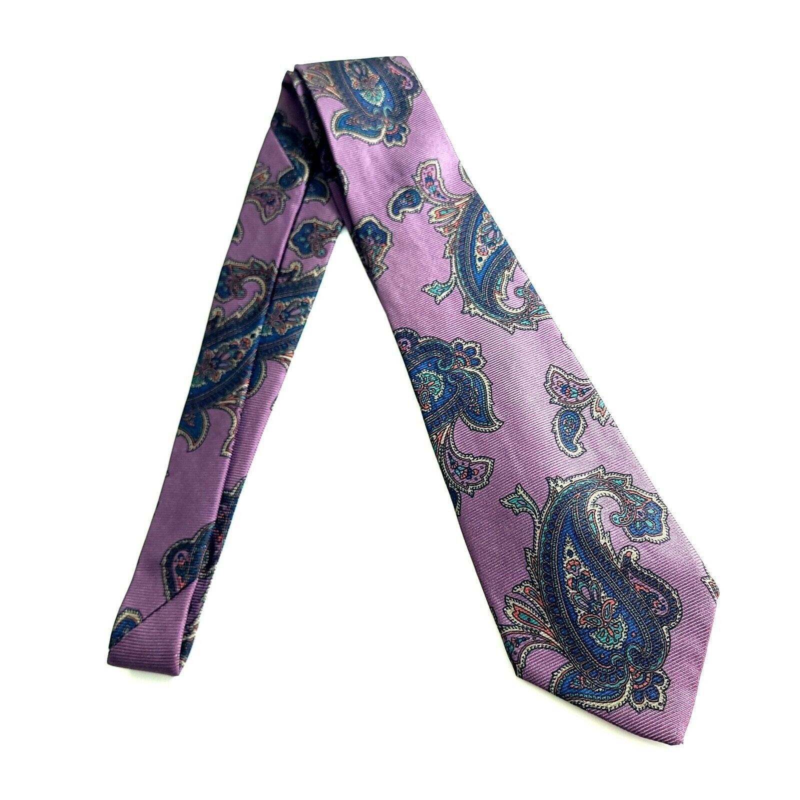 Designer Chuck Hines Barrington Purple Paisley Woven Silk Tie Size ONE SIZE - 6 Thumbnail