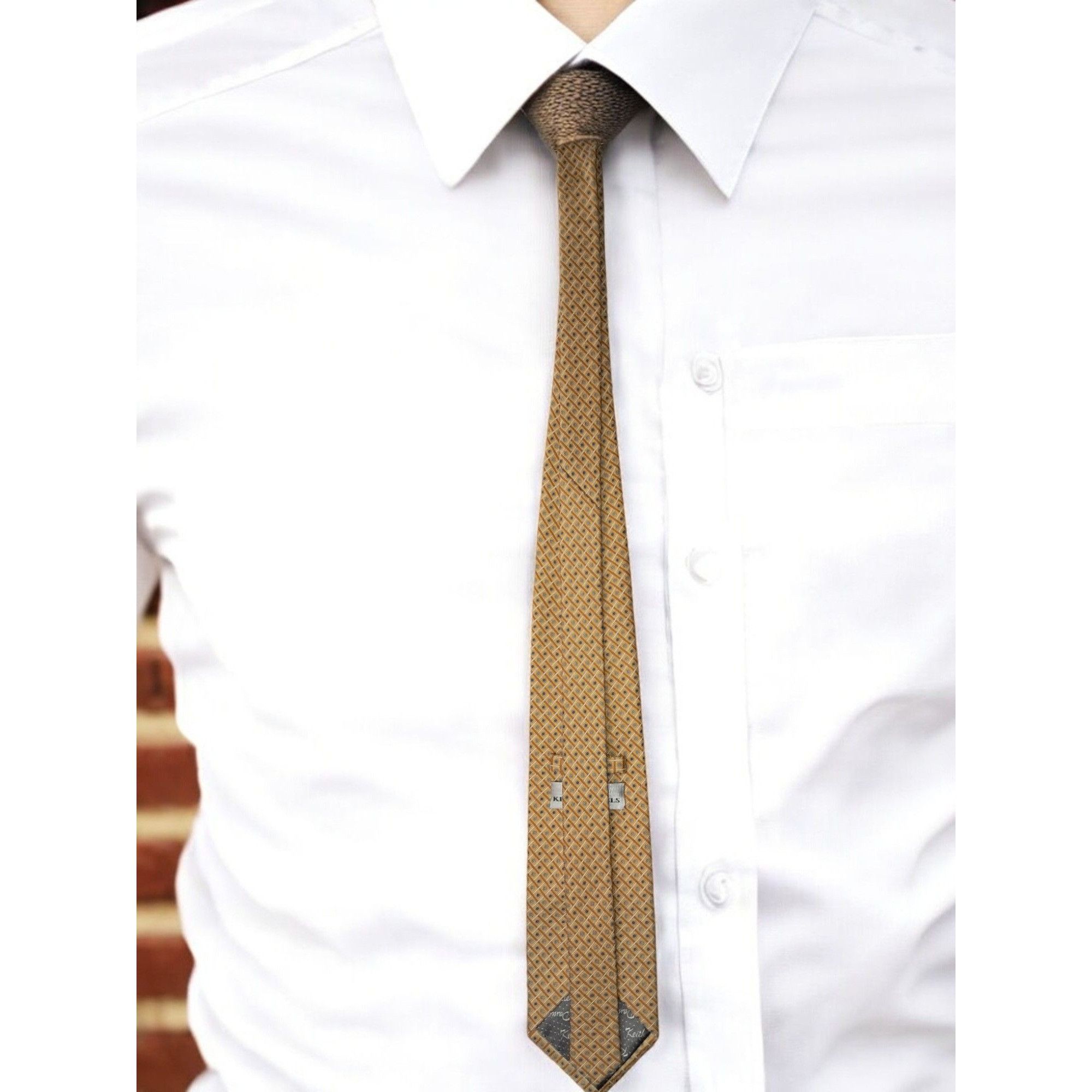 Other Keith Daniels 100% Polyester Tie – Handmade in China, Gold G Size ONE SIZE - 3 Thumbnail