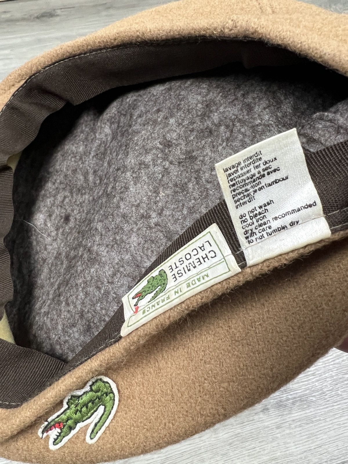 Lacoste Lacoste Unisex Wool Flat Cap Beret Hat Light Brown size 56 Size ONE SIZE - 8 Thumbnail
