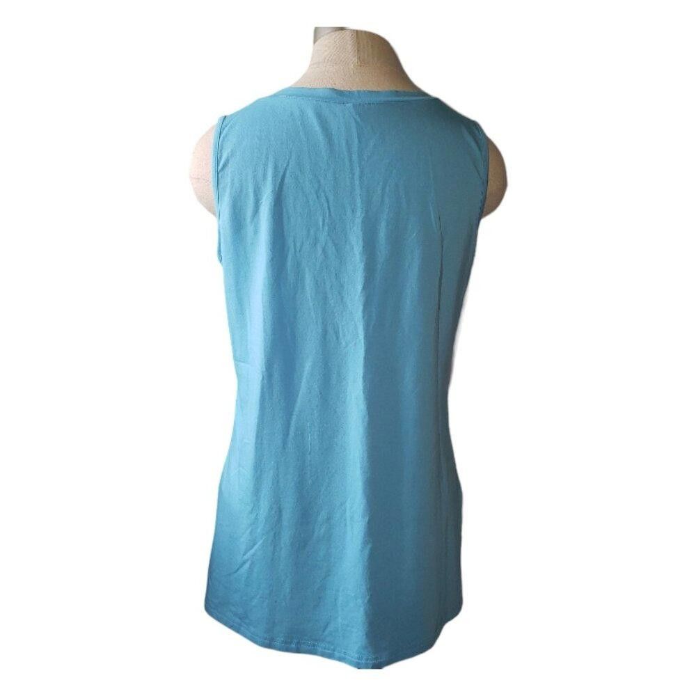 Designer CT1639 Sky Blue V-neck Tank Top M Size M / US 6-8 / IT 42-44 - 3 Thumbnail