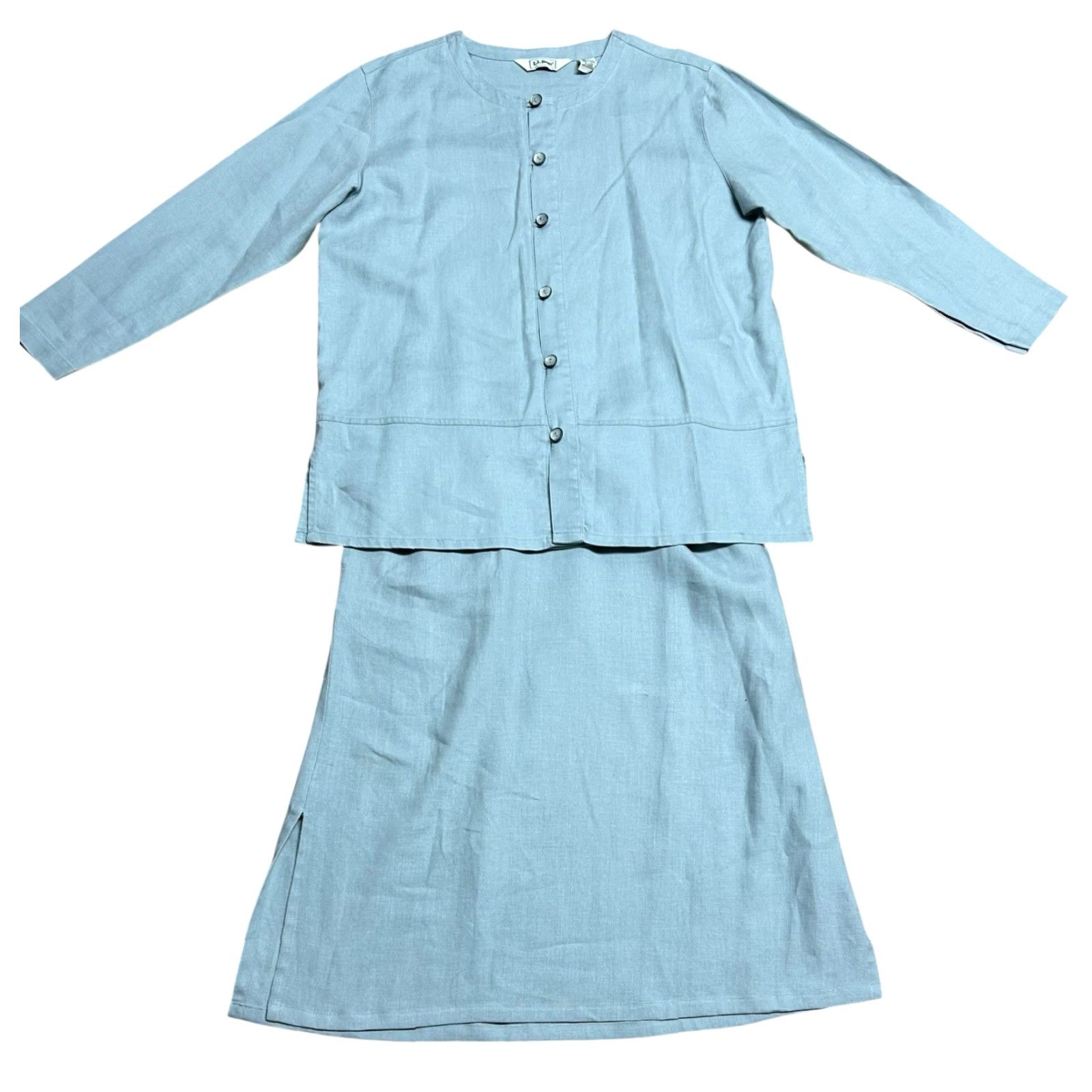 Vintage VINTAGE L.L.Bean Woman's 2 Piece Skirt Suit Light Blue Long Sleeve Skirt Suit Womens 90s Premium Female Mens? Size XL / US 12-14 / IT 48-50 - 2 Thumbnail