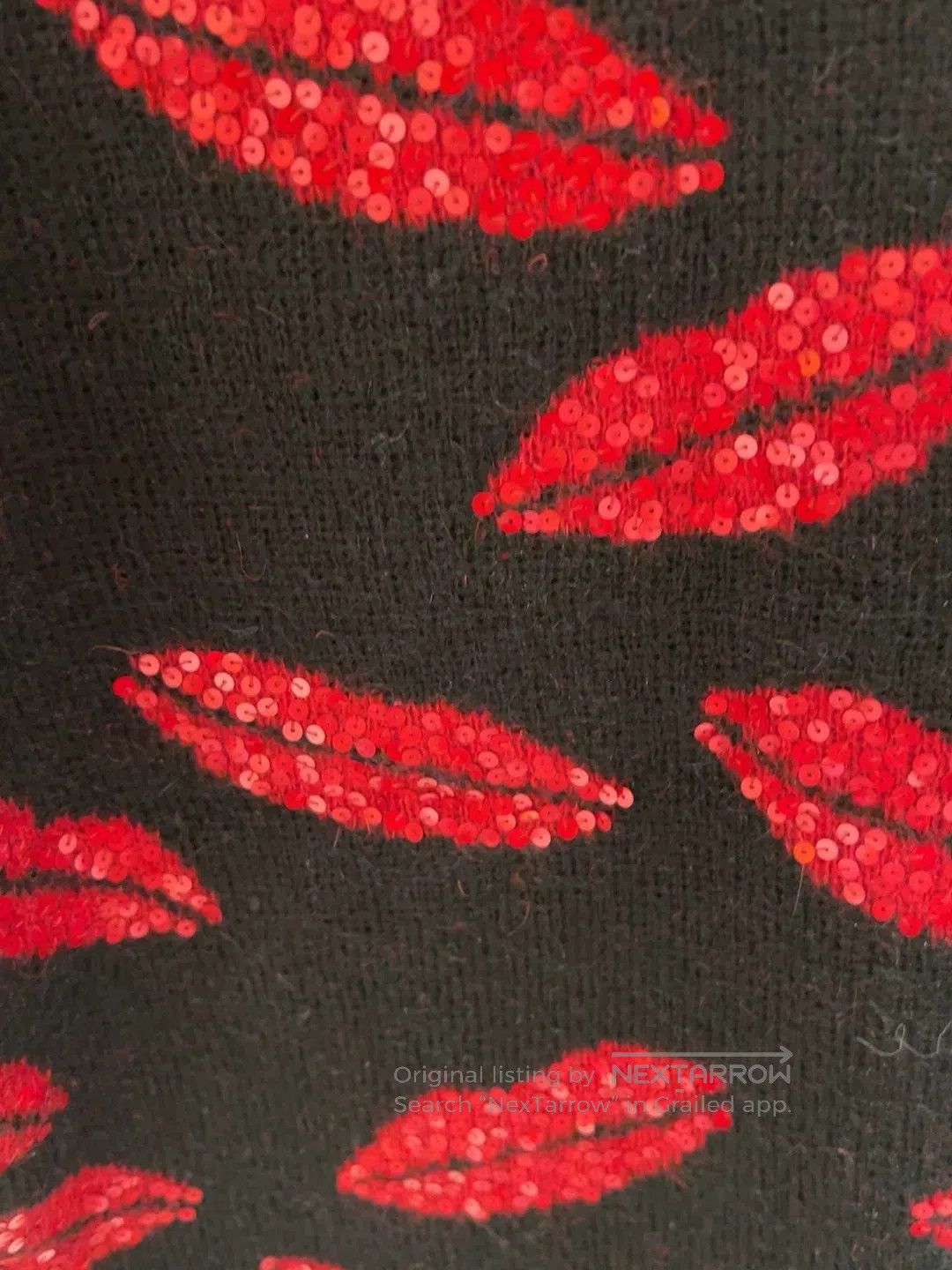 Saint Laurent Paris Saint Laurent Black Sequin Lip Sweater. Size S / US 4 / IT 40 - 4 Thumbnail