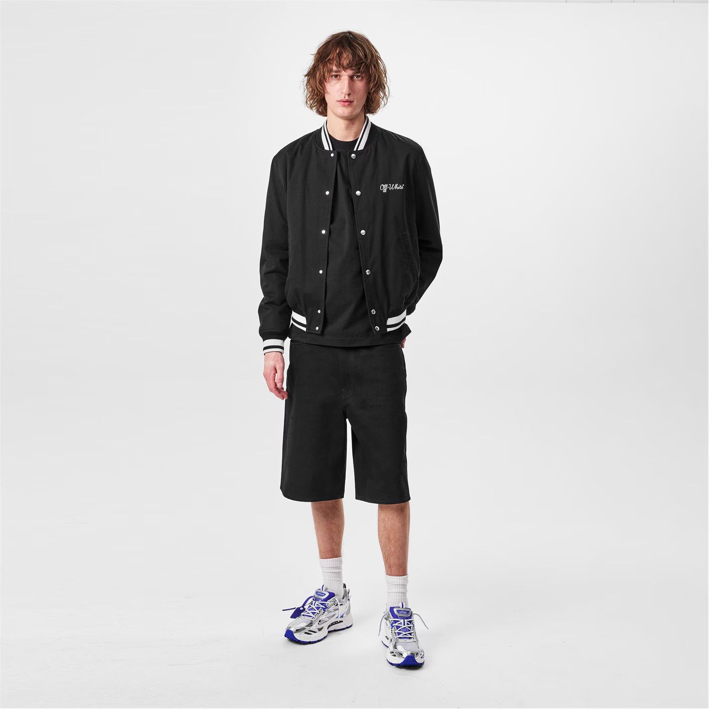 Off-White o1g2r1mq0326 Script Varsity Jacket in Black/White Size US M / EU 48-50 / 2 - 6 Thumbnail