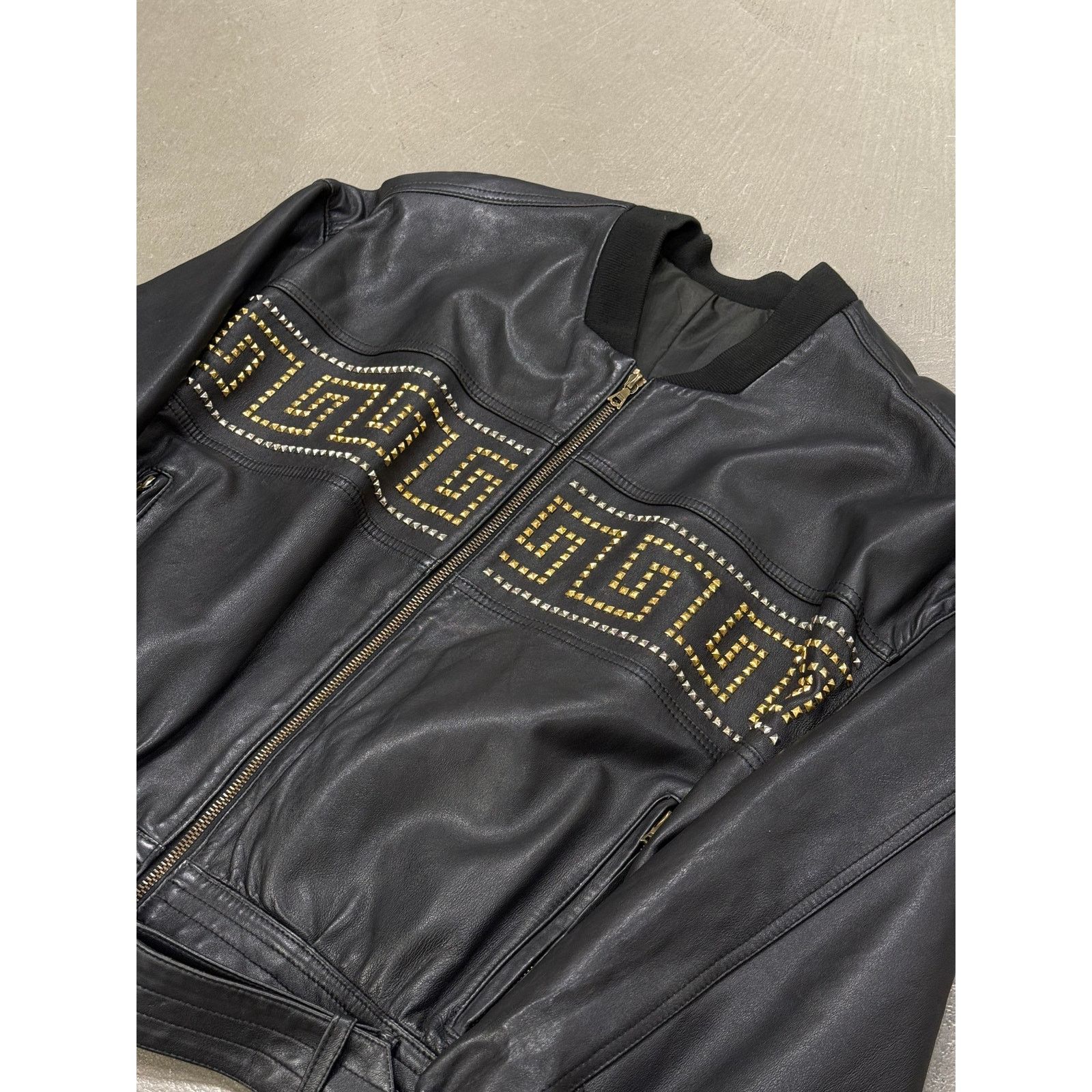 Versace 1990s Gianni Versace leather jacket with gold studs details Size US M / EU 48-50 / 2 - 6 Thumbnail