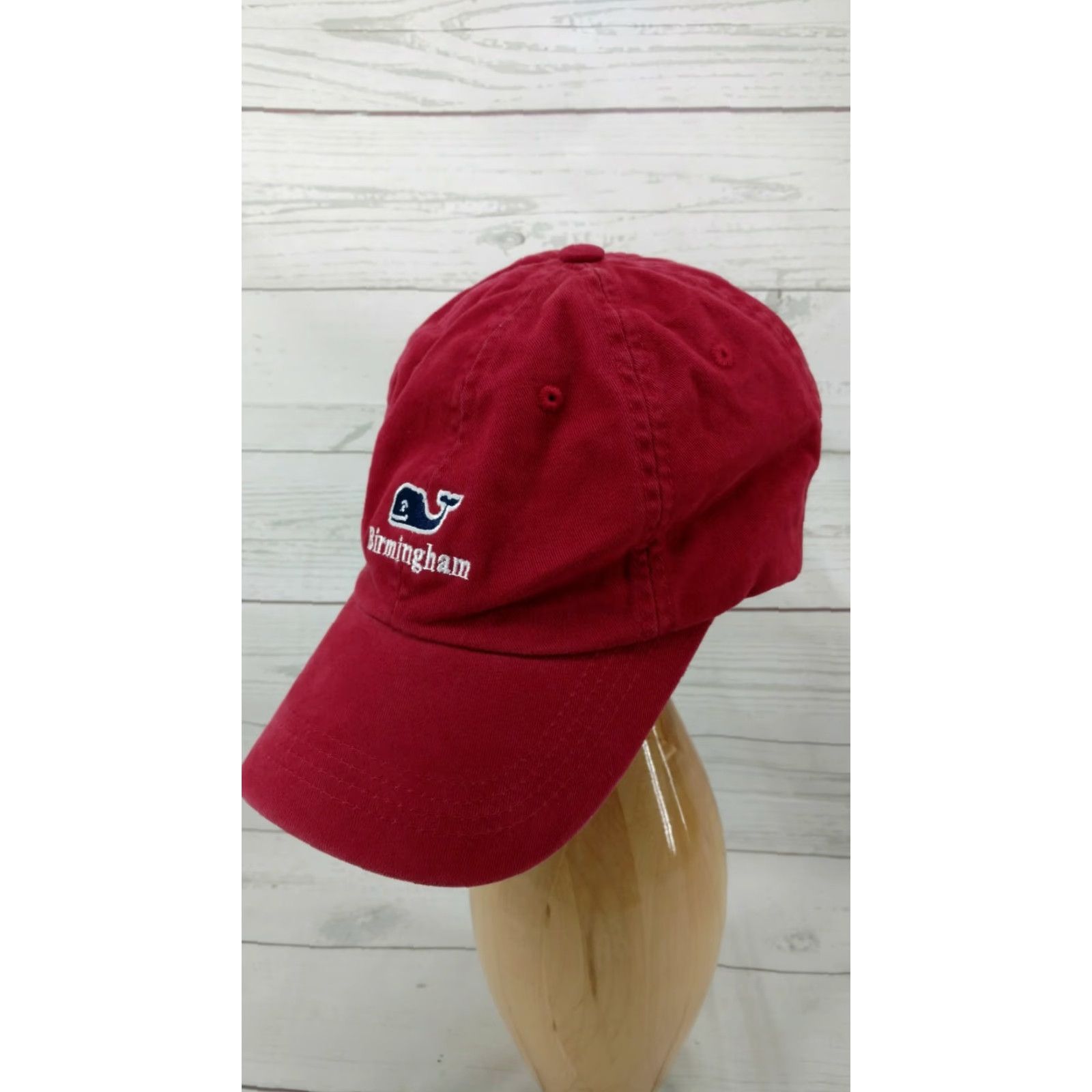 Vineyard Vines Vineyard Vines Distressed RED Strap Back Hat Cap Whale Birmingham Baseball Cap Men Adjustable Cotton Cap Size ONE SIZE - 3 Thumbnail