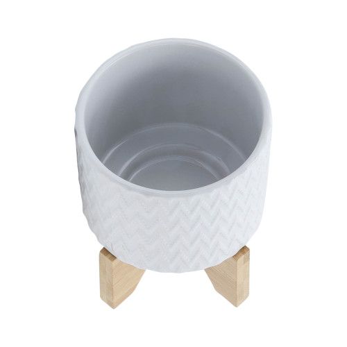 Designer × Homemade 5" CHEVRON PLANTER W/ STAND, WHITE Size US L / EU 52-54 / 3 - 5 Thumbnail