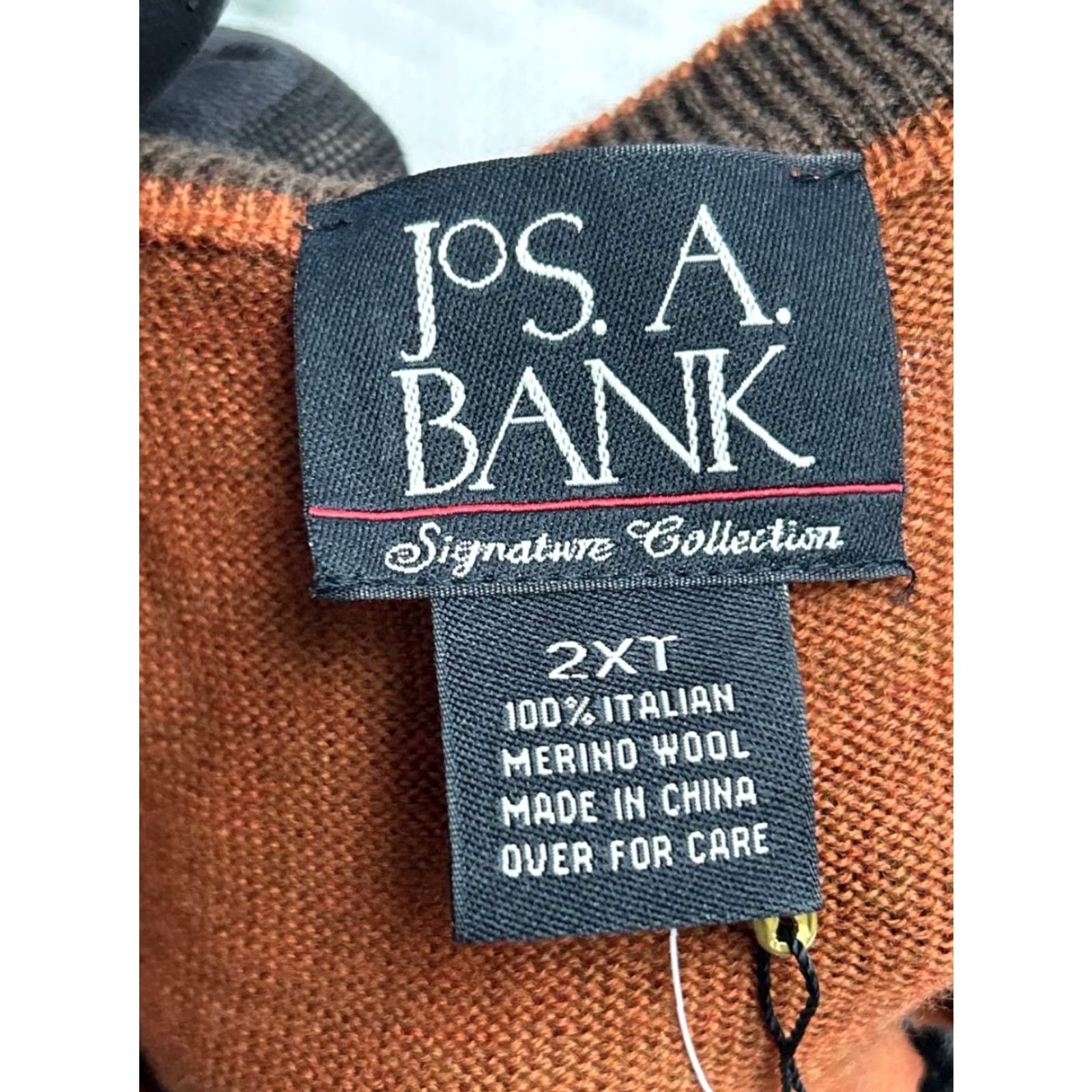 Jos. A. Bank Jos A Bank Traveler Sweater Mens 2XT Brown Merino Wool V Neck Tailored Fit New Size US XXL / EU 58 / 5 - 4 Thumbnail